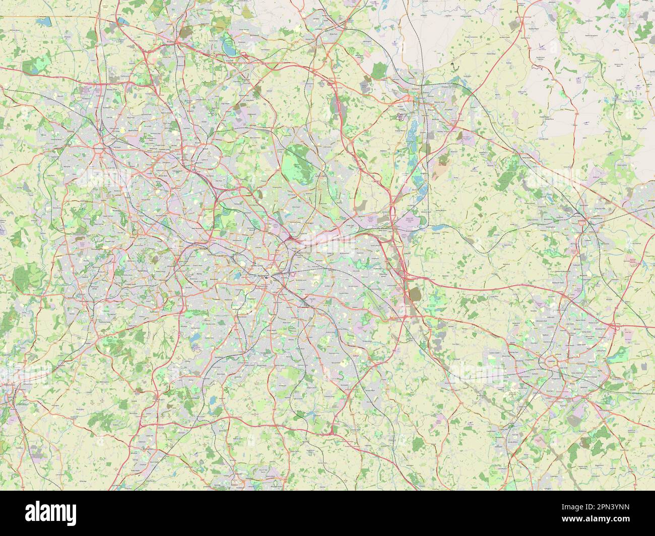 West Midlands Combined Authority, regione dell'Inghilterra - Gran Bretagna. Aprire la mappa stradale Foto Stock