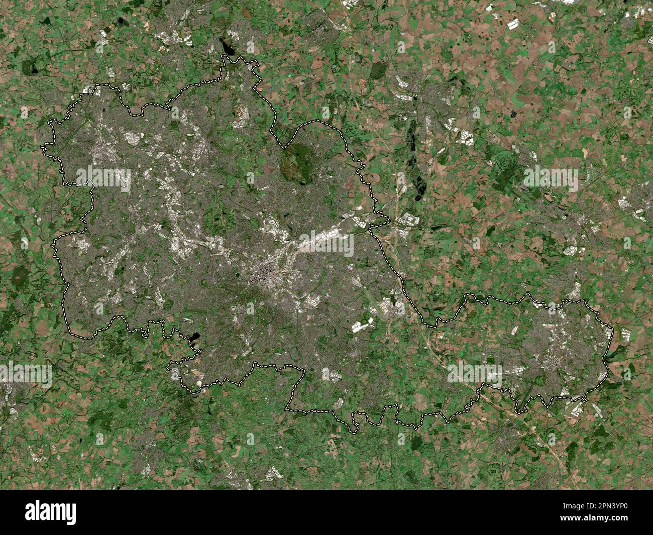 West Midlands Combined Authority, regione dell'Inghilterra - Gran Bretagna. Mappa satellitare a bassa risoluzione Foto Stock