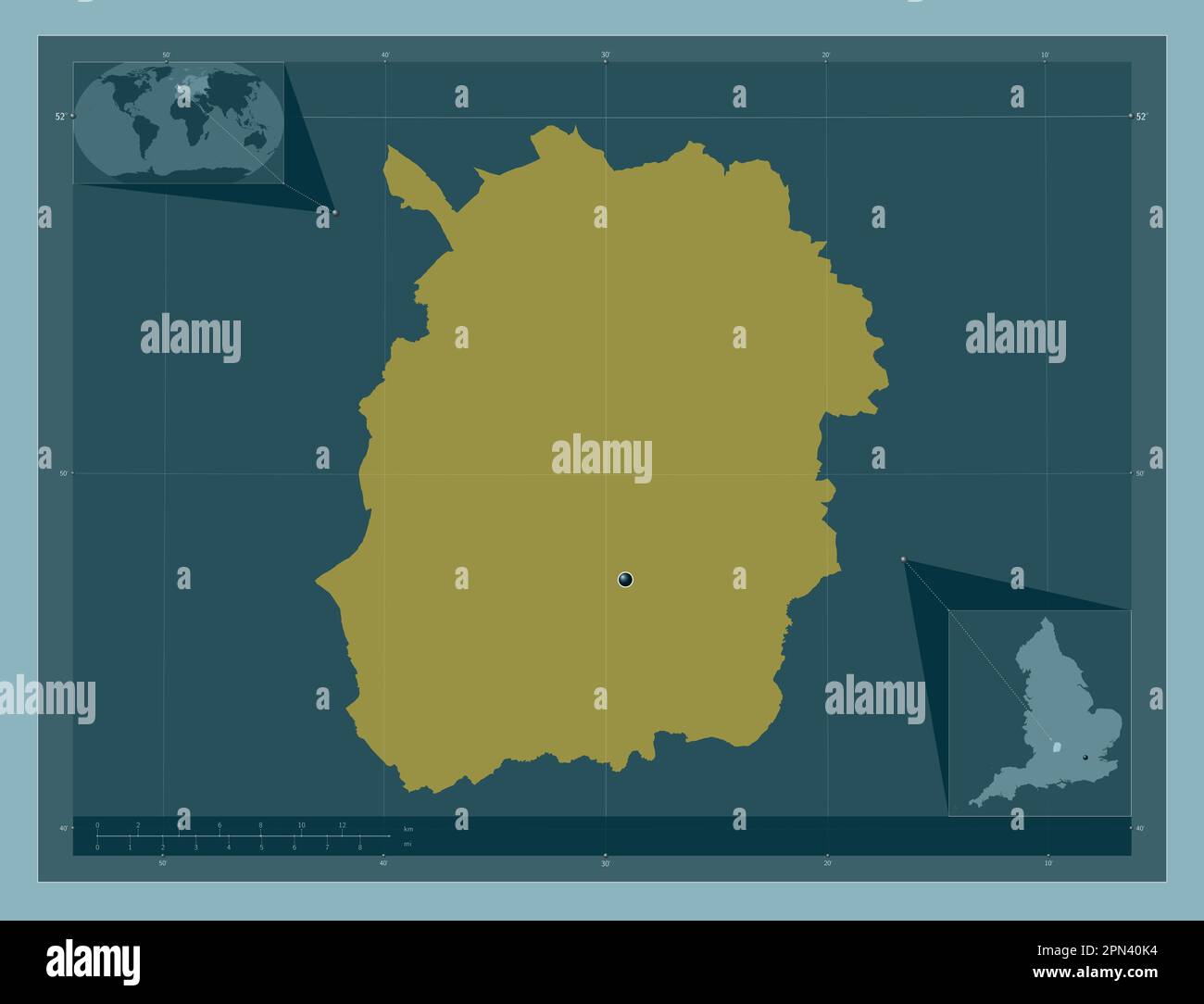 West Oxfordshire, distretto non metropolitano dell'Inghilterra - Gran Bretagna. Forma a tinta unita. Mappe delle posizioni ausiliarie degli angoli Foto Stock