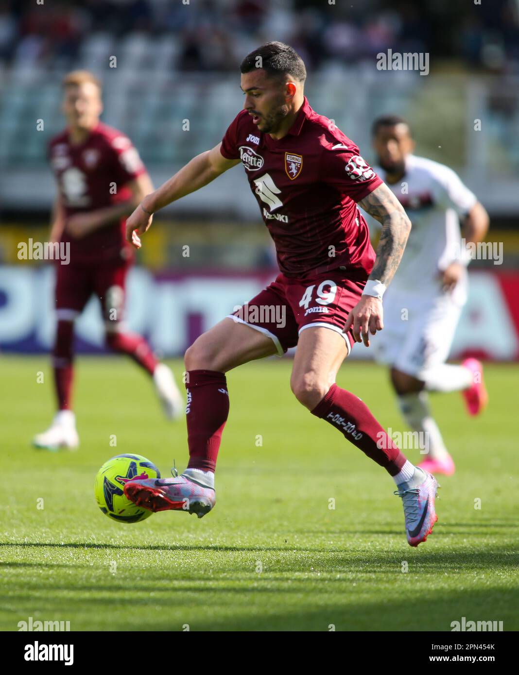 Torino, Italia. 16th Apr, 2023. Serie a italiana, Torino FC e US Salernitata 1919, allo Stadio Olimpico Grande Torino. Credit: Nderim Kaceli/Alamy Live News Foto Stock