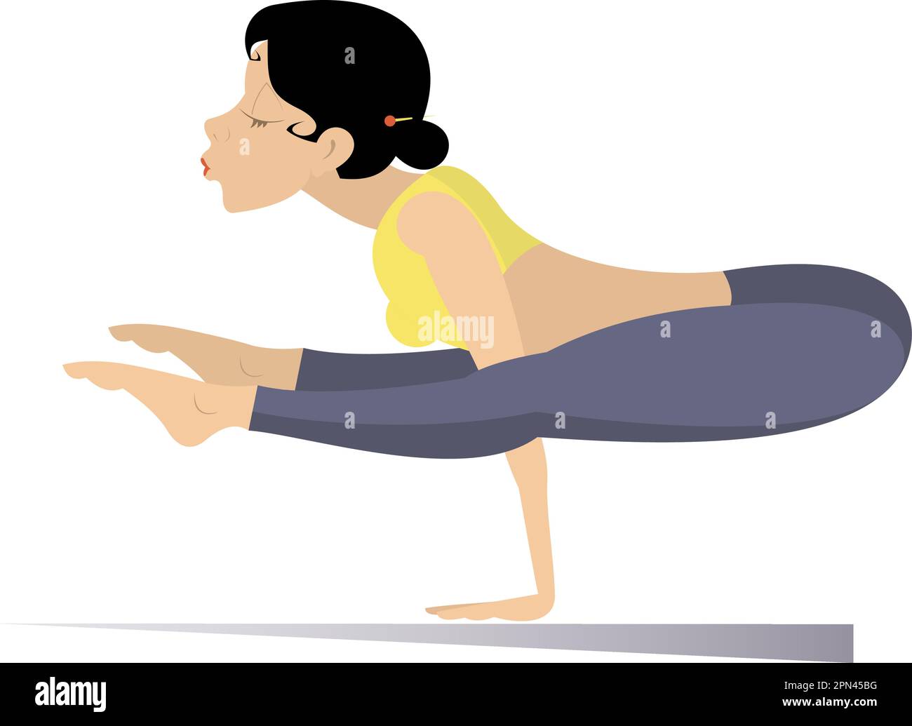 Giovane donna con lithe figura facendo sport o yoga esercizi isolati su bianco Illustrazione Vettoriale