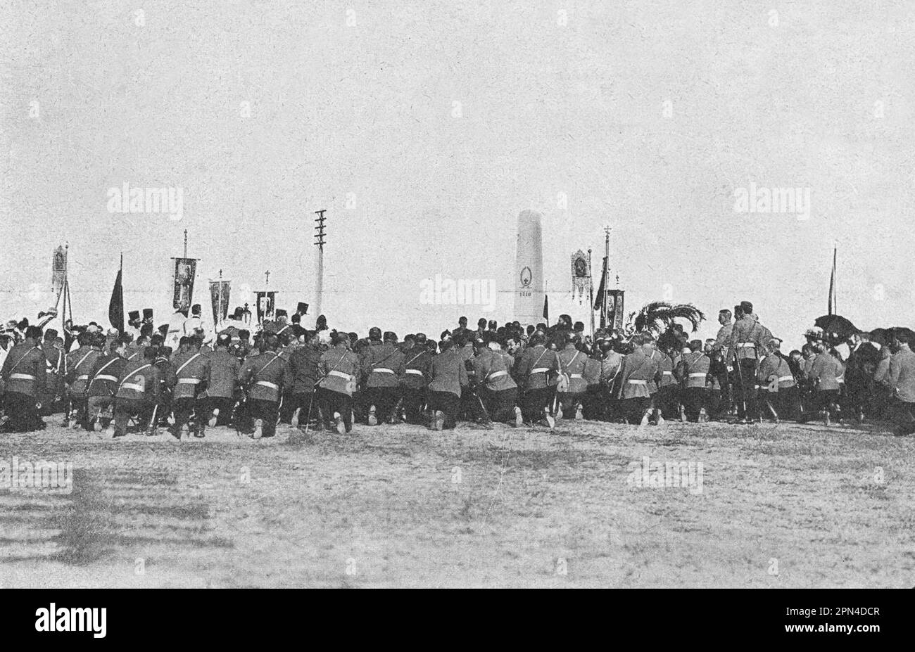 Onorando la memoria dei soldati russi caduti in battaglia nei pressi di Vyborg. Foto dal 1910. Foto Stock