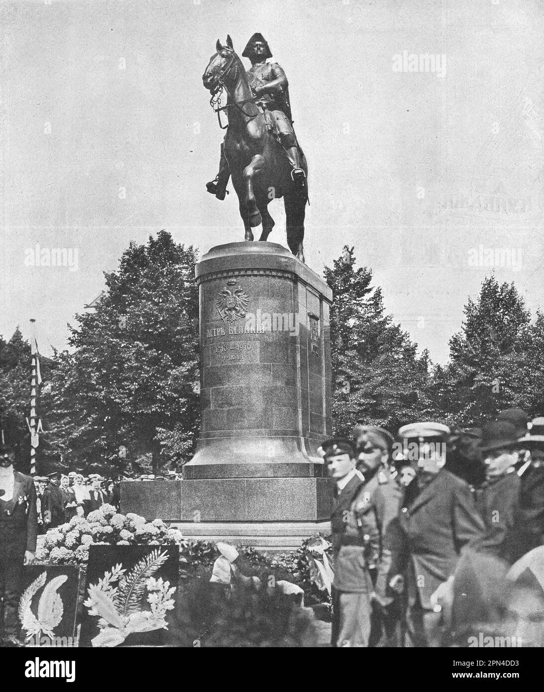 Monumento a Pietro il Grande a riga. Foto dal 1910. Foto Stock