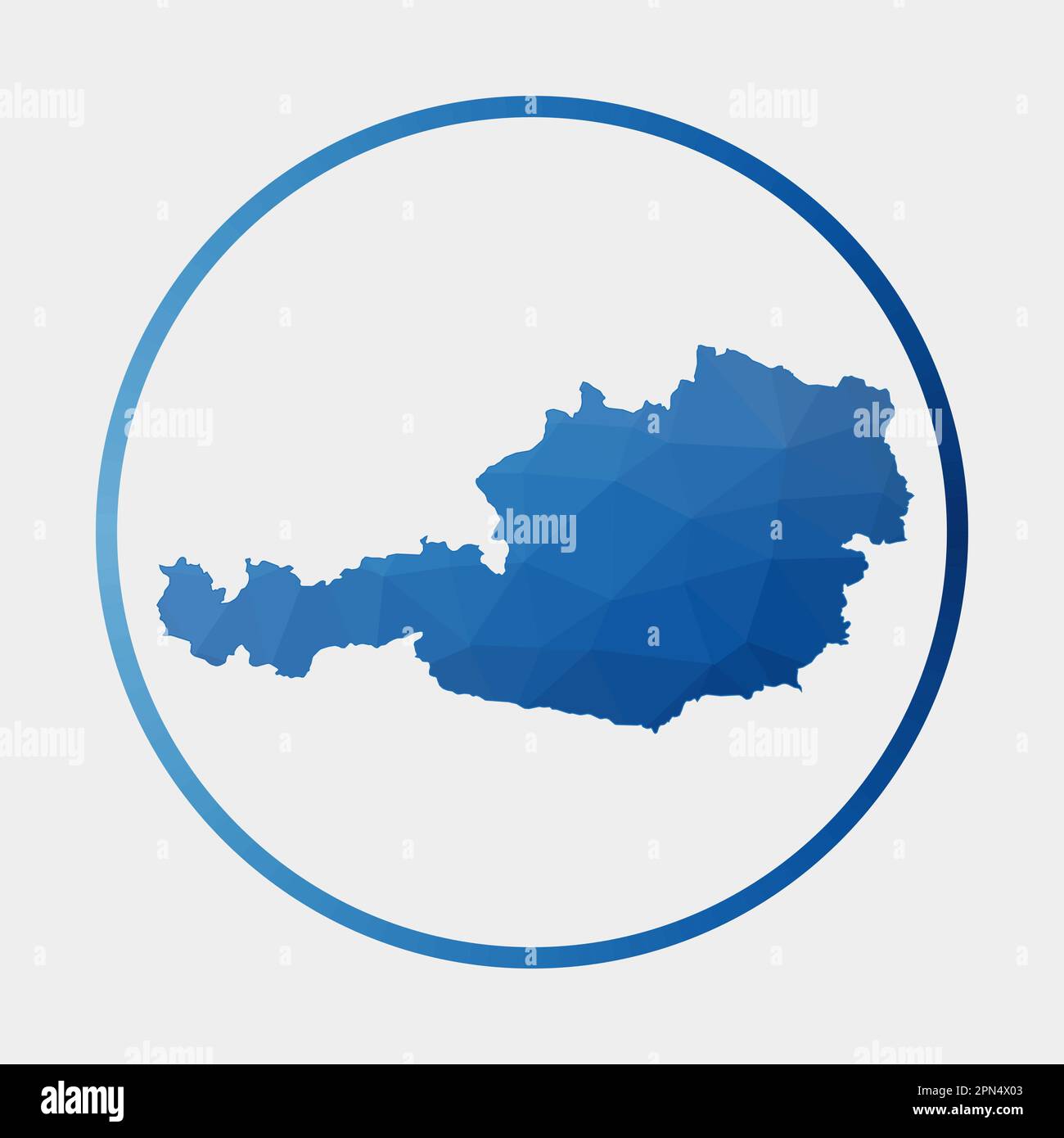 Icona Austria. Mappa poligonale del paese in anello gradiente. Rotonda bassa poly Austria segno. Illustrazione vettoriale. Illustrazione Vettoriale