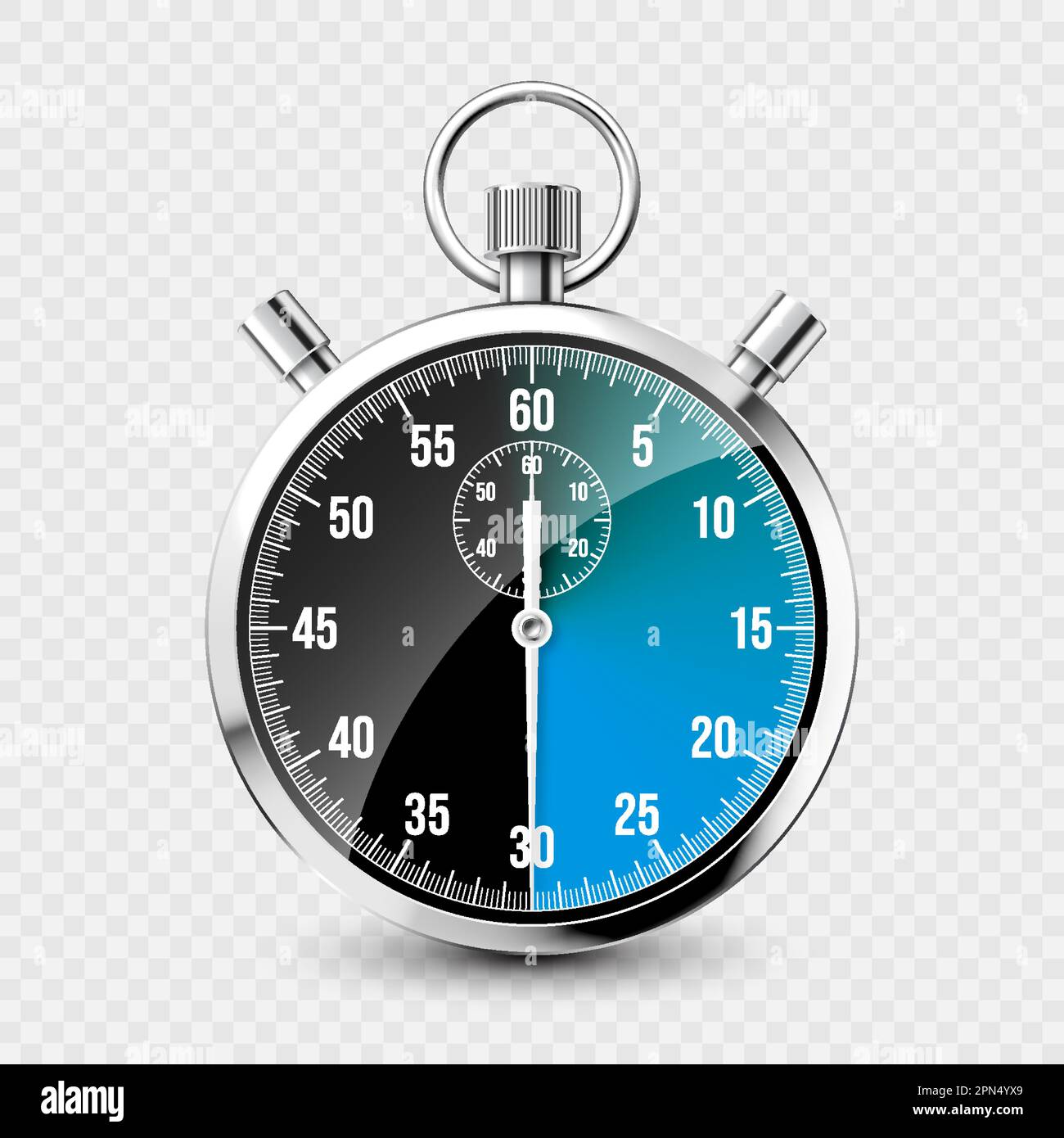 Cronometro classico realistico. Cronometro in metallo lucido, cronometro  con quadrante. Timer con conto alla rovescia blu che mostra i minuti e i  secondi. Misurazione del tempo per Immagine e Vettoriale - Alamy
