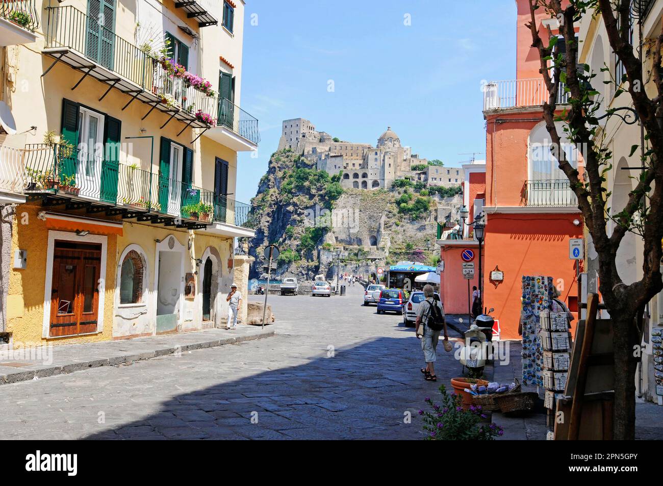 Castello Aragonese, Castello, Ponte, Isola d'Ischia, Golfo di Napoli, Campania, Italia Foto Stock