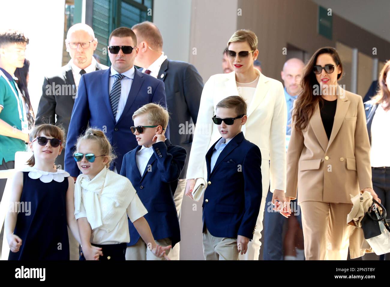 Monaco, Monaco. 16th Apr, 2023. MONACO, Monte Carlo, 16.04.2023: Principessa Charlene de Monaco, partecipa alla finale del torneo Open Rolex Master 1000 Monte Carlo di tennis con i bambini il 16 2023 aprile, foto e copyright immagini Thierry CARPICO/ATP (CARPICO Thierry/ATP/SPP) Credit: SPP Sport Press Photo. /Alamy Live News Foto Stock