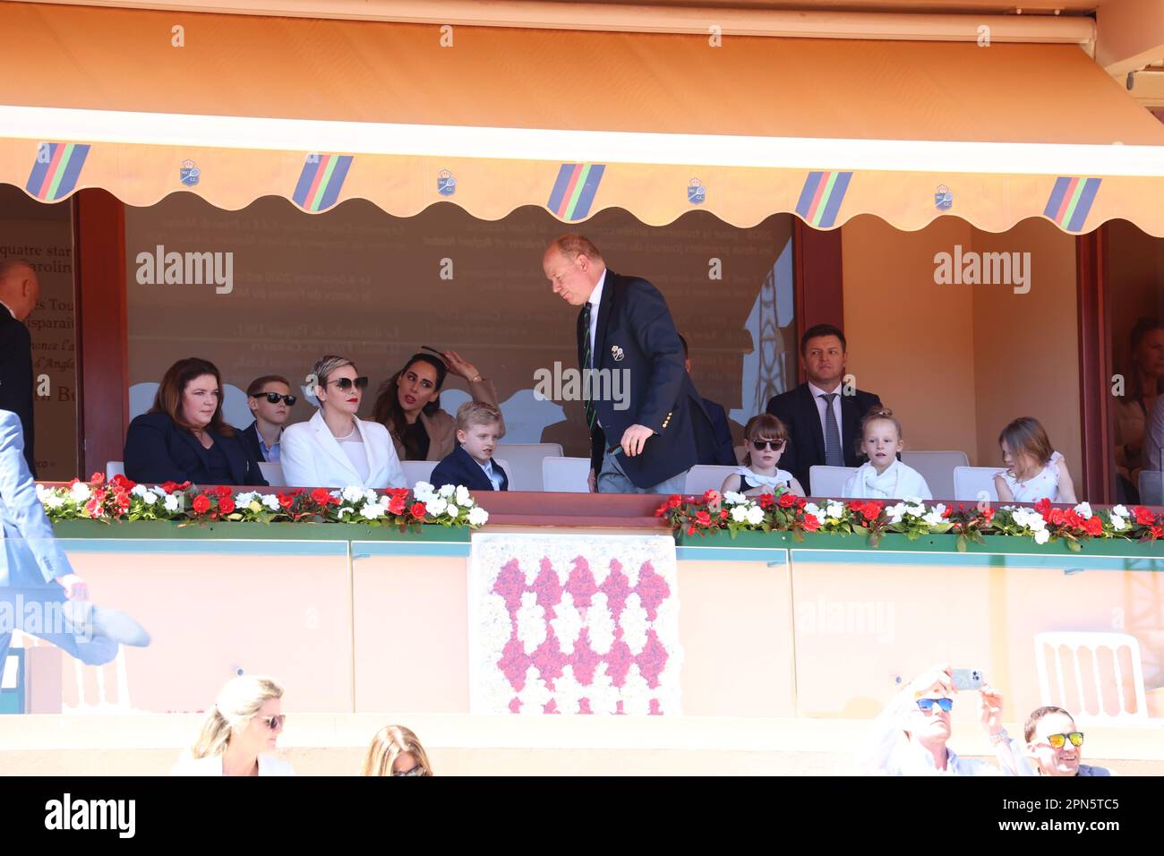 MONACO, Monte Carlo, 16.04.2023: Principessa Charlene de Monaco, SAS Prince Albert II de Monaco, Fratelli di Charlene e Bambini, Open Rolex Master 1000 finale del torneo di tennis di Monte Carlo il 16 2023 aprile, foto e copyright immagini Thierry CARPICO / ATP (CARPICO Thierry / ATP / SPP) Foto Stock