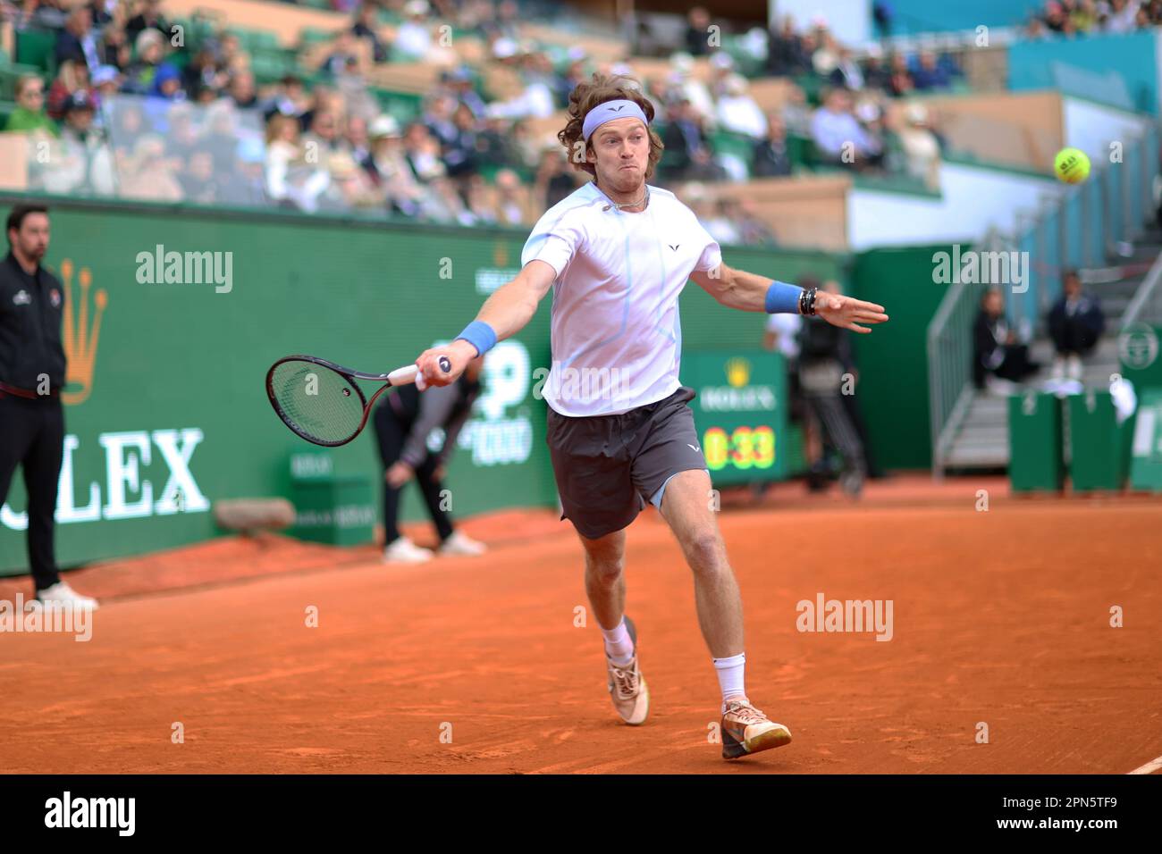 Monaco, Monaco. 15th Apr, 2023. Court Rainier III, ROLEX Monte-Carlo Masters 1000, semifinale, Andrey Rublev vs Taylor Fritz Aprile 15 2023. (CARPICO Thierry/ATP/SPP) Credit: SPP Sport Press Photo. /Alamy Live News Foto Stock