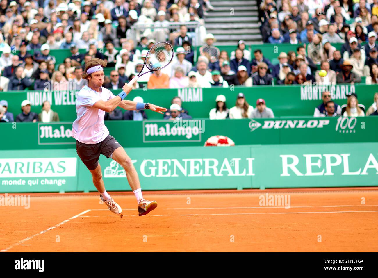 Monaco, Monaco. 15th Apr, 2023. Court Rainier III, ROLEX Monte-Carlo Masters 1000, semifinale, Andrey Rublev vs Taylor Fritz Aprile 15 2023. (CARPICO Thierry/ATP/SPP) Credit: SPP Sport Press Photo. /Alamy Live News Foto Stock