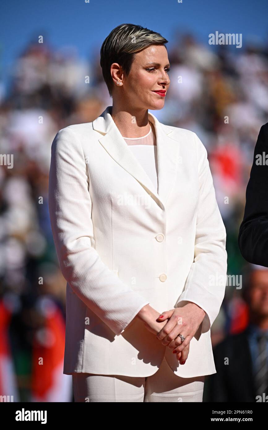 Monaco, Monaco. 16th Apr, 2023. NO TABLOIDS - Principessa Charlene di Monaco alla finale di Monaco Rolex Masters a Monte Carlo, il 16 aprile 2023. Foto di Corinne Dubreuil/ABACAPRESS.COM Credit: Abaca Press/Alamy Live News Foto Stock