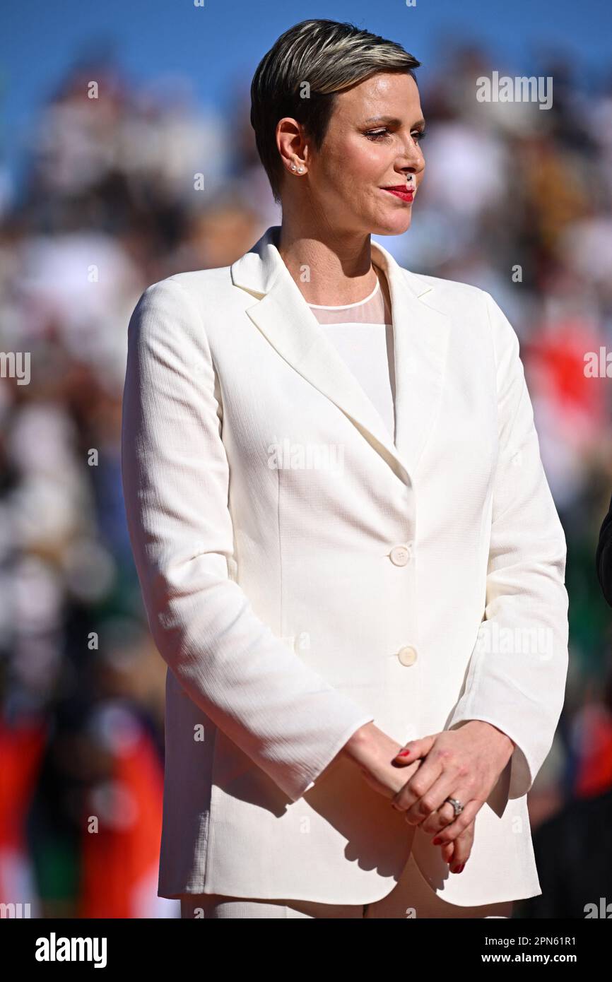 Monaco, Monaco. 16th Apr, 2023. NO TABLOIDS - Principessa Charlene di Monaco alla finale di Monaco Rolex Masters a Monte Carlo, il 16 aprile 2023. Foto di Corinne Dubreuil/ABACAPRESS.COM Credit: Abaca Press/Alamy Live News Foto Stock