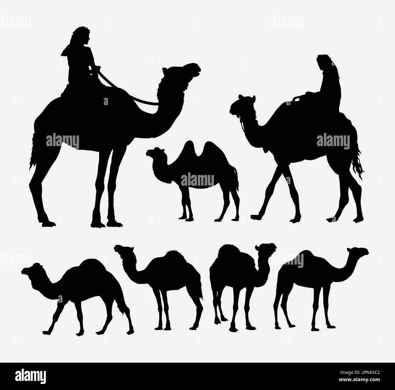 Silhouette di cammello. Buon uso per simbolo, logo, icona web, elemento di gioco, mascotte, o qualsiasi progetto che desideri. Facile da usare. Illustrazione Vettoriale