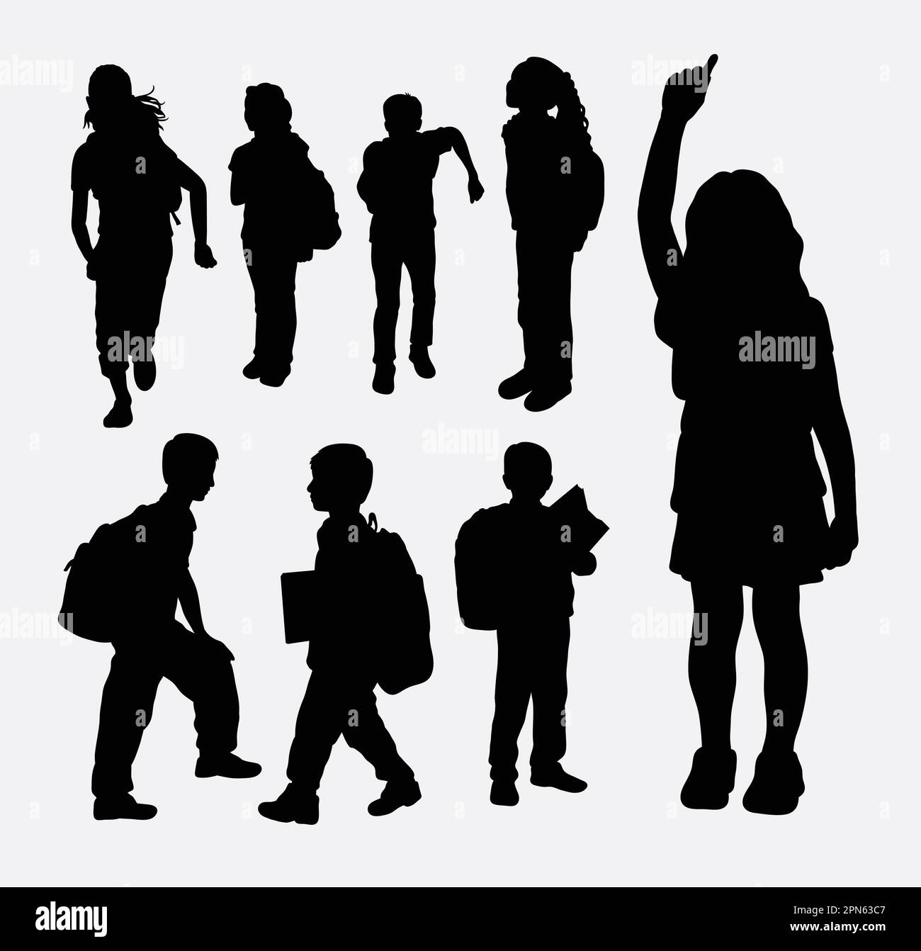 Silhouette per attività scolastica e scolastica. Buon uso per simbolo, icona web, logo, elemento di gioco, mascotte, o qualsiasi progetto che desideri. Facile da usare. Illustrazione Vettoriale