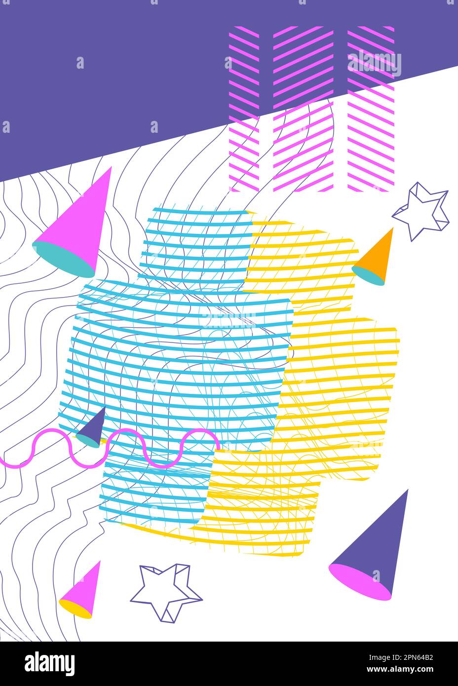 Poster di sfondo geometrico astratto. Modello di forme grafiche geometriche vintage per copertina del libro, Newsletter, sfondo dei social media. Illustrazione Vettoriale