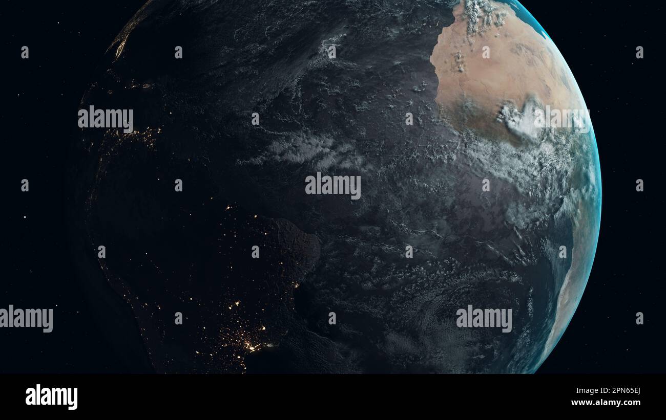 Terra realistica con l'alba dallo spazio Foto Stock
