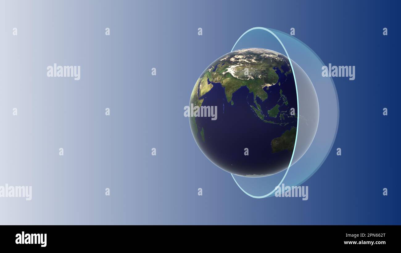 Atmosfera terrestre con strato di ozono Foto Stock