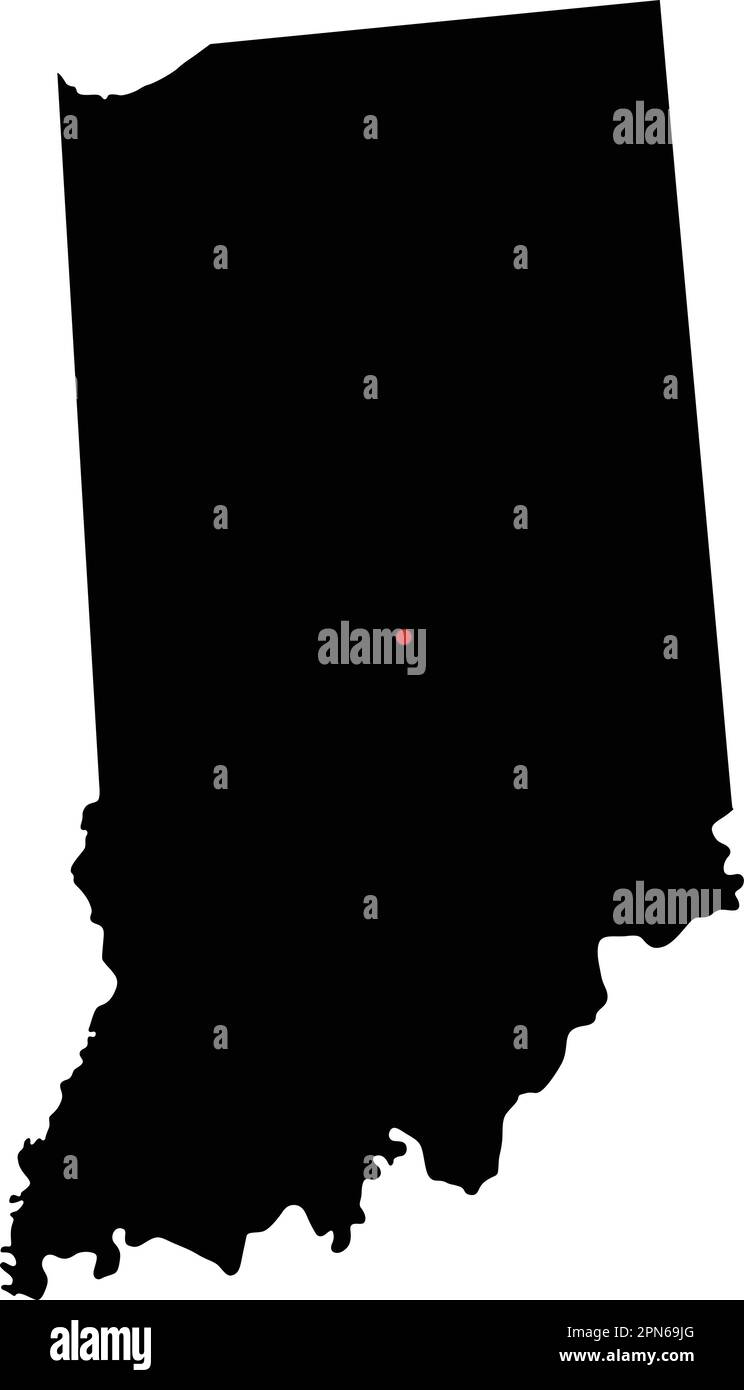 Mappa molto dettagliata di Indiana Silhouette. Illustrazione Vettoriale