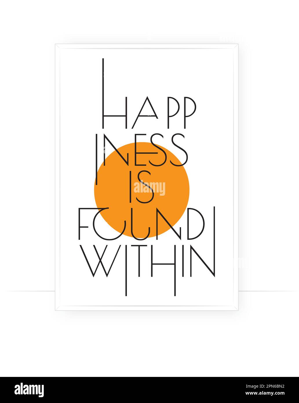 La felicità si trova all'interno, vettore. Design del testo, lettere. Design scandinavo con poster minimalista. Citazioni motivazionali e ispiratrici di vita Illustrazione Vettoriale