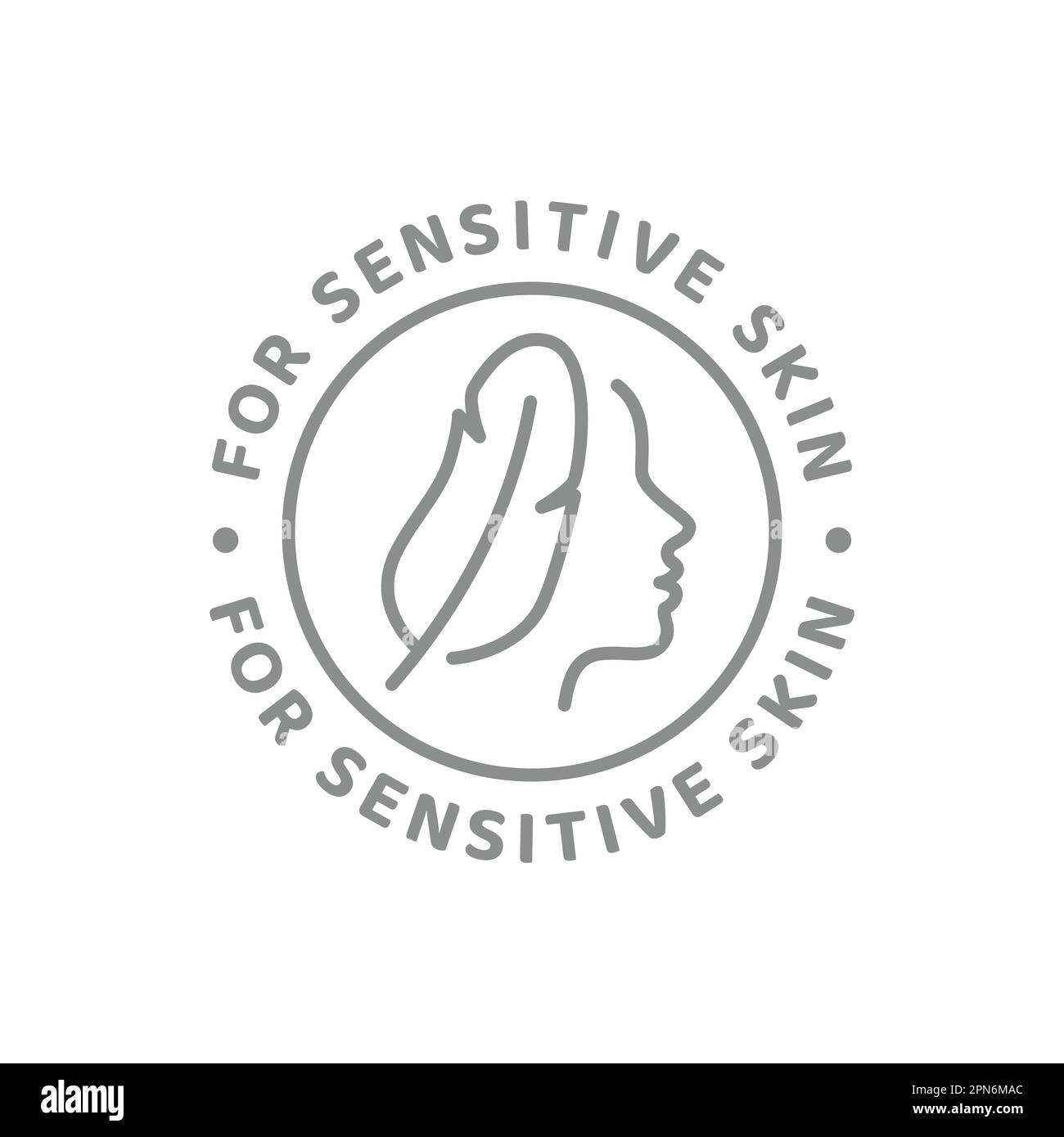 Per etichette vettoriali per pelli sensibili. Crema cosmetica o lozione contorno distintivo. Illustrazione Vettoriale