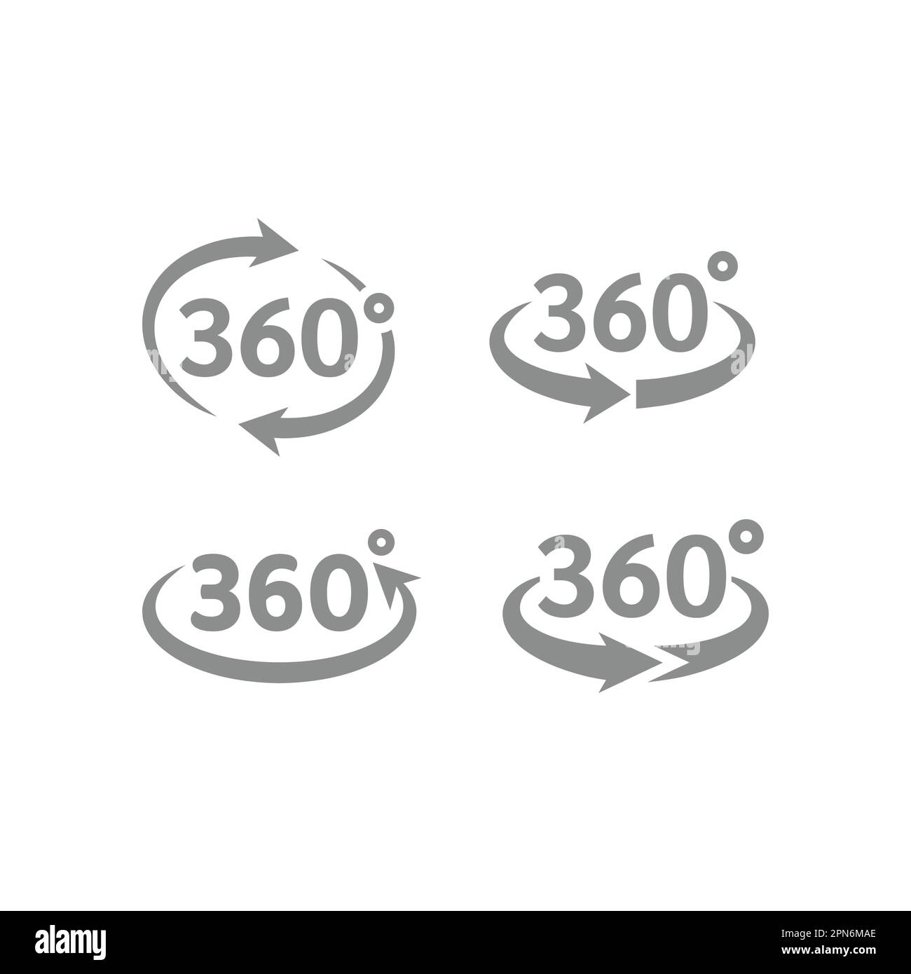 icona del vettore del loop di visualizzazione a 360 gradi. Trecentosessanta freccia circolare. Illustrazione Vettoriale