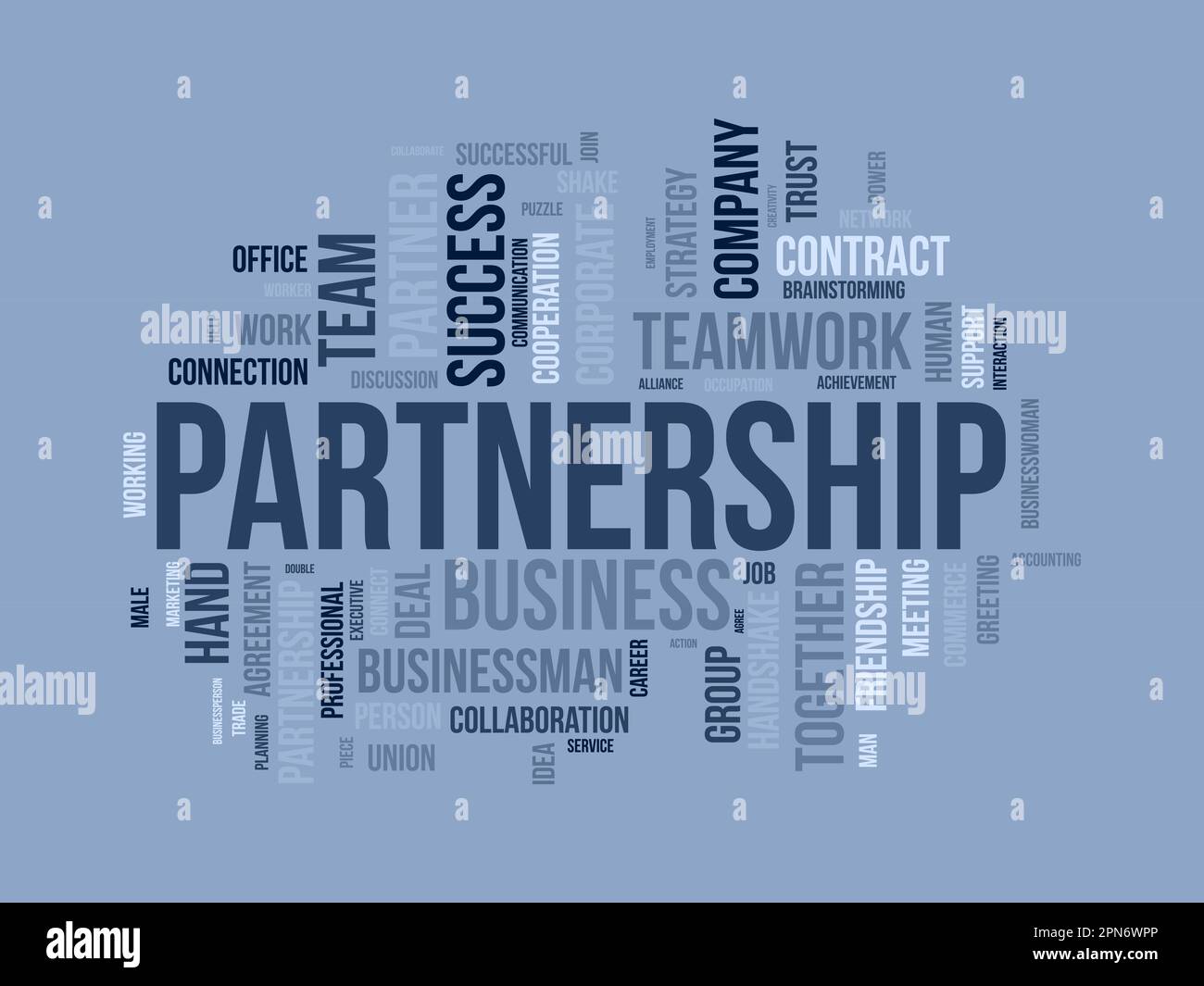 Concetto di background di Word cloud per la partnership. Successo del lavoro di squadra aziendale, strategia di amicizia del successo aziendale. illustrazione vettoriale. Illustrazione Vettoriale