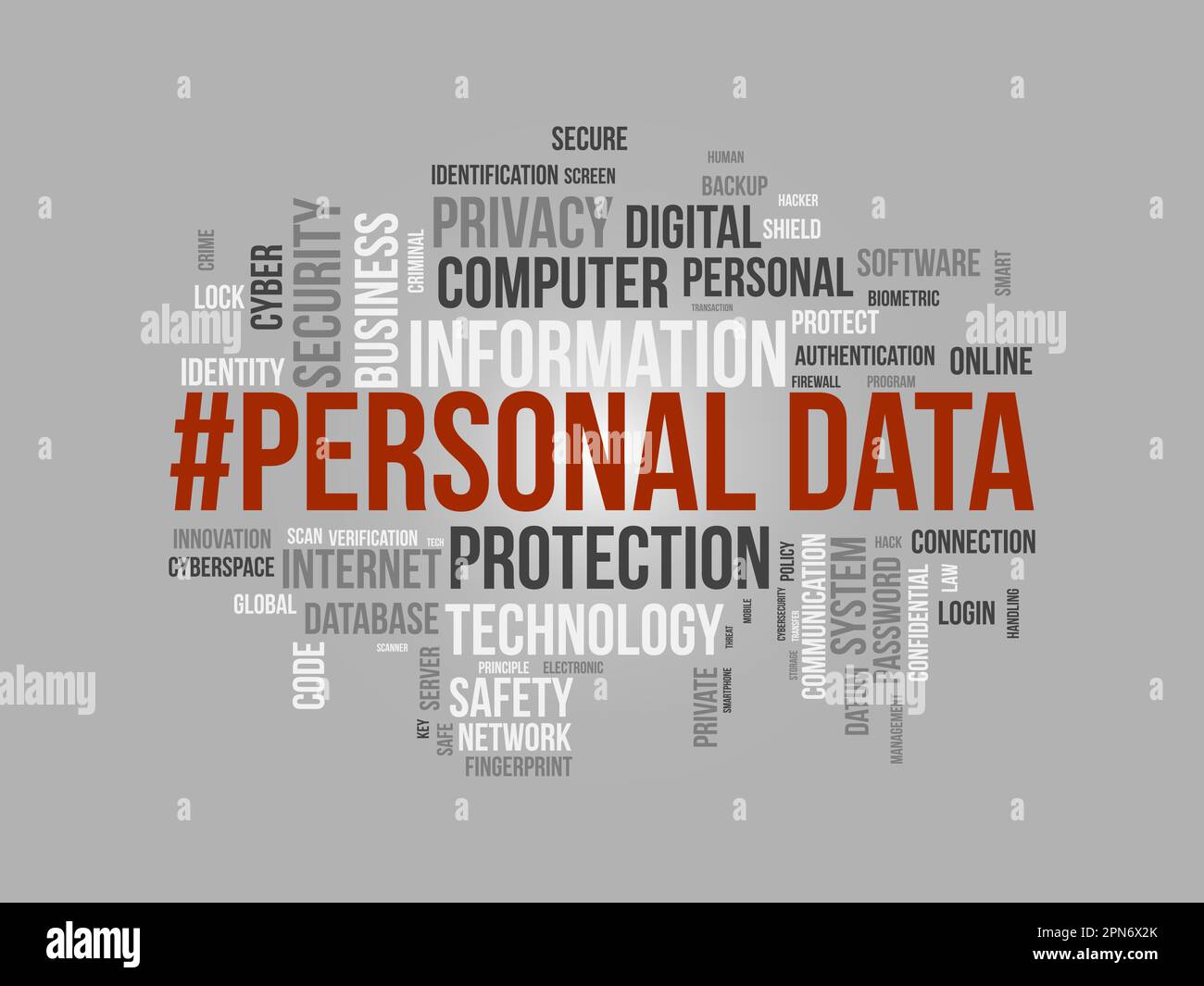 Concetto di background di Word cloud per i dati personali. Criteri di protezione digitale utilizzati per la protezione personale di Internet. illustrazione vettoriale. Illustrazione Vettoriale