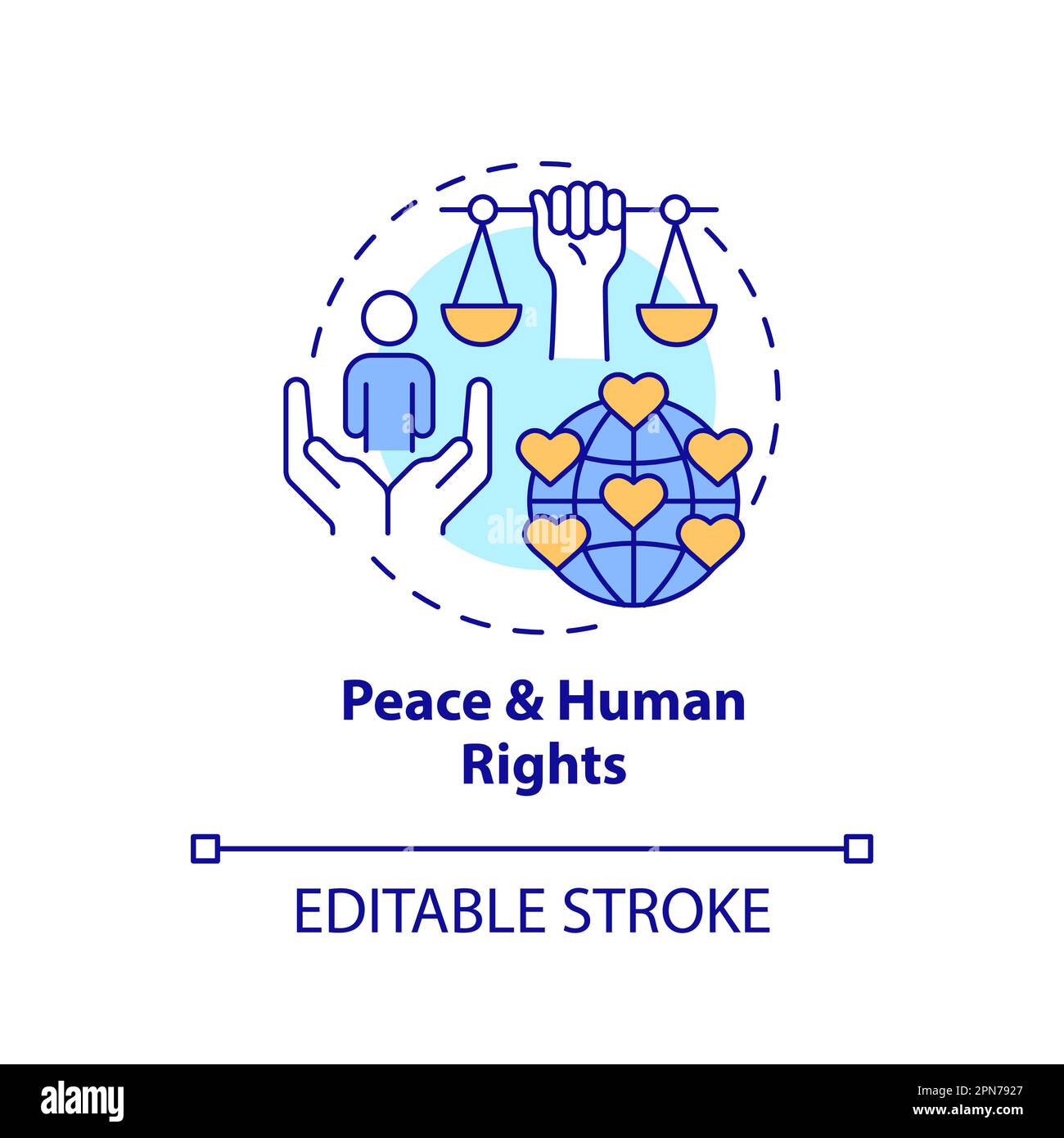 Icona del concetto di pace e diritti umani Illustrazione Vettoriale