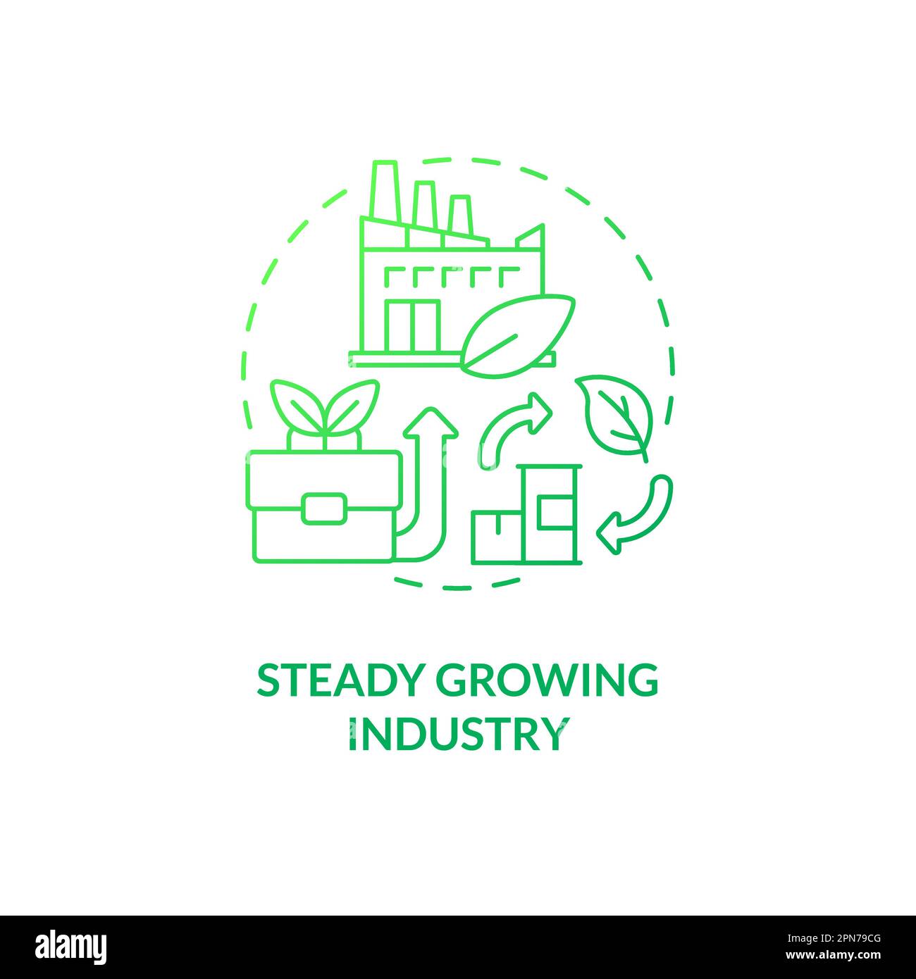 Icona del concetto di gradiente verde del settore in costante crescita Illustrazione Vettoriale
