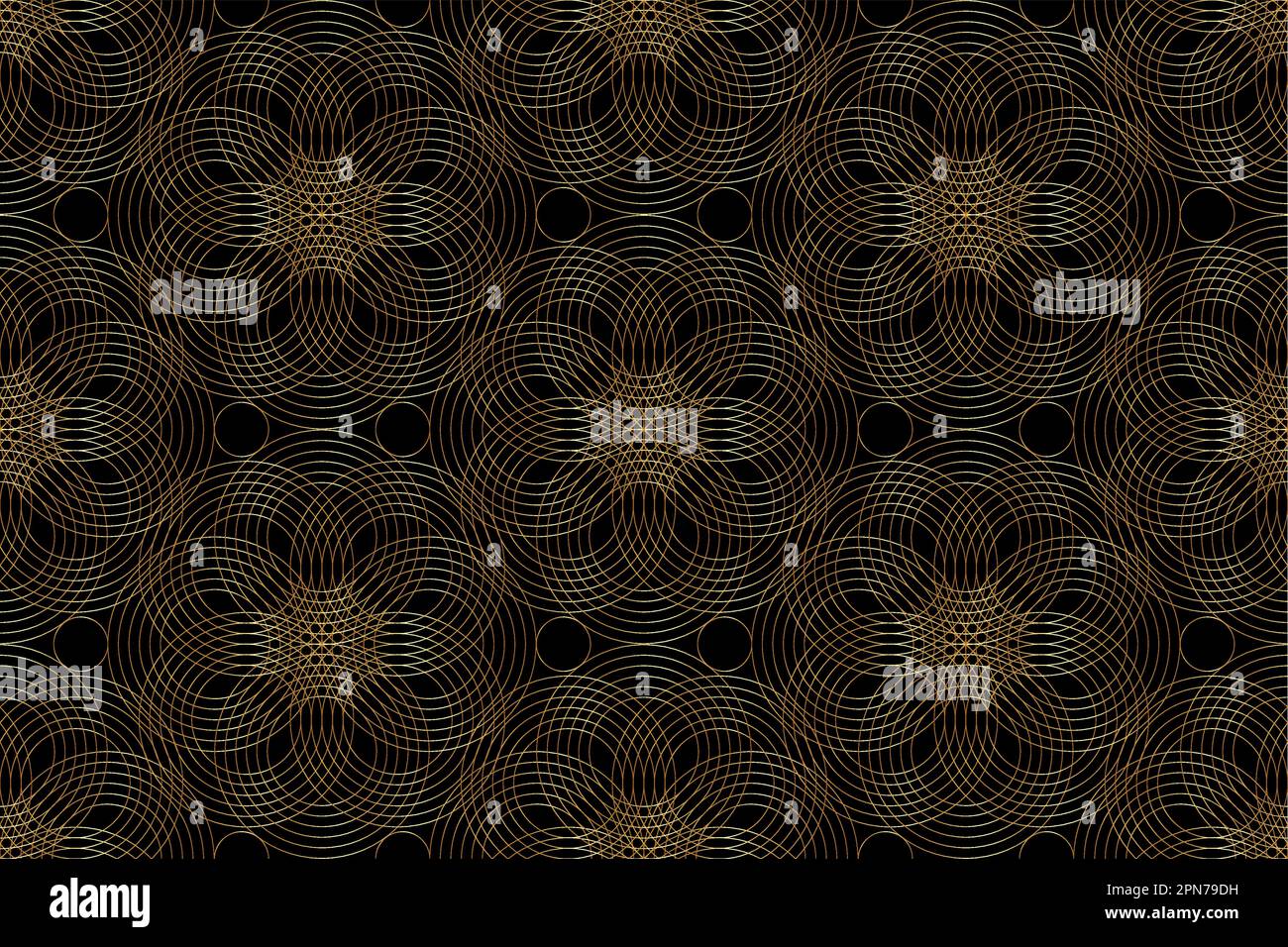 Senza cuciture oro Pattern Design mandala di Sacred Geometry sfondo. Lussuoso arabesco geometrico, ornamento tessile orientale. Simbolo astratto dei fiori Illustrazione Vettoriale