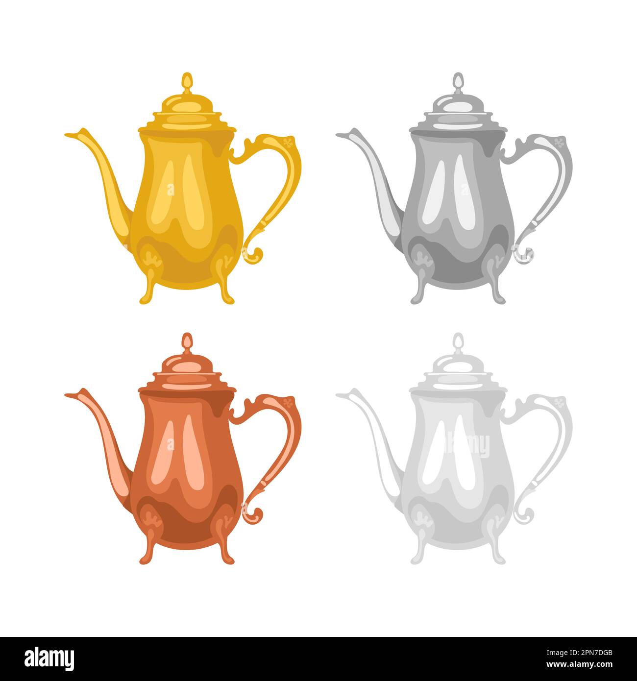 Set di caffè in metallo d'epoca araba Illustrazione Vettoriale