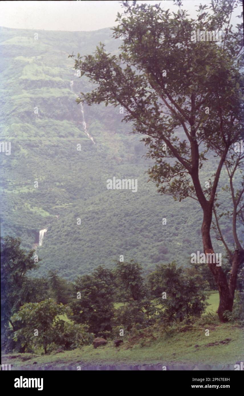 Shivtar Ghal, montagna a Monsoon, Maharashtra, India Foto Stock