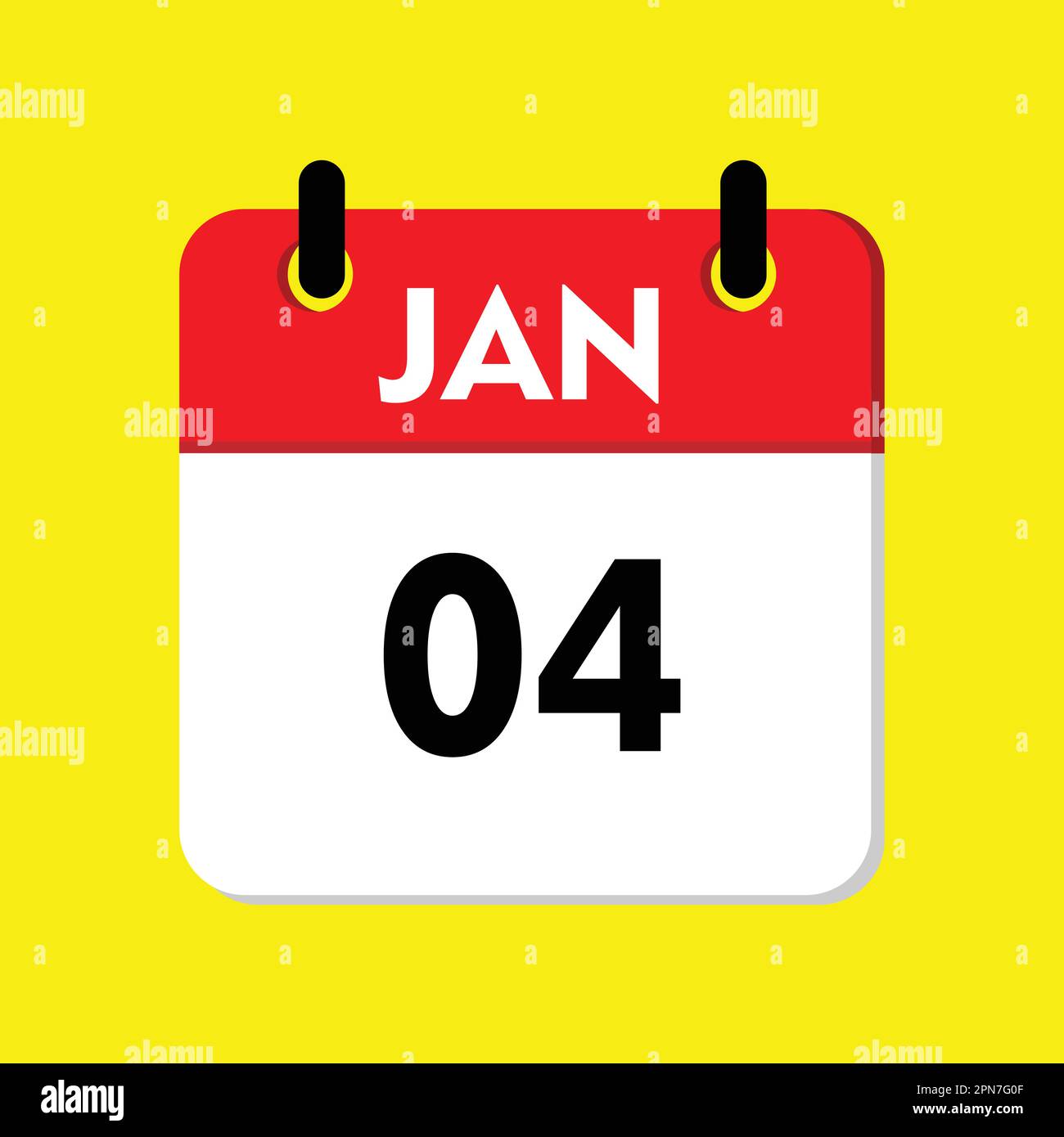 04 gennaio icona con sfondo giallo Illustrazione Vettoriale