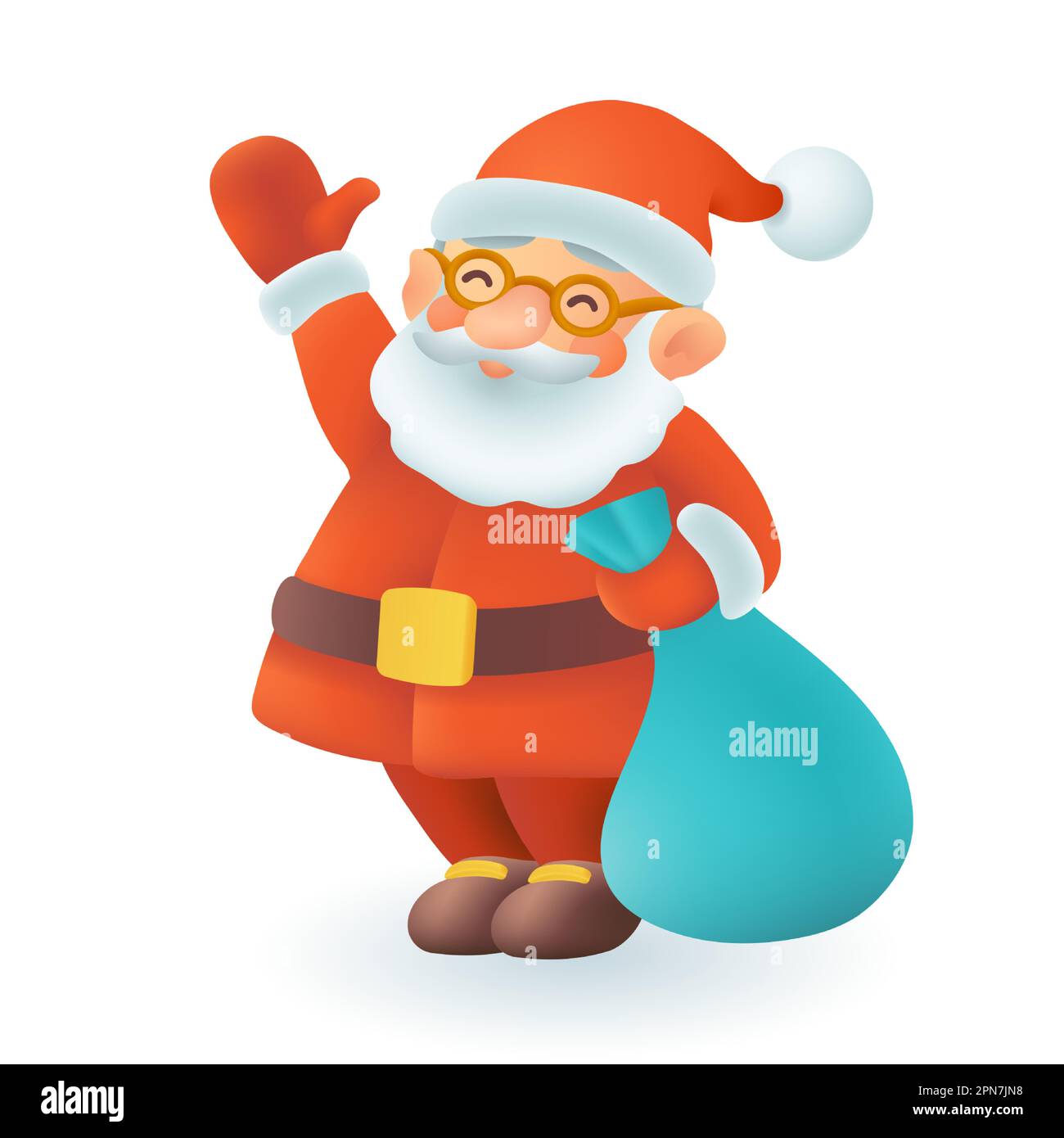 Felice personaggio di Babbo Natale che sventura 3D icona Illustrazione Vettoriale