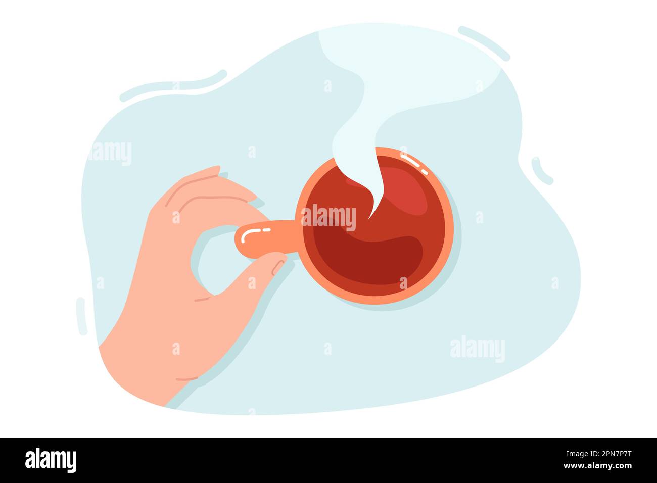 Tenere la tazza piena di caffè caldo con vapore Illustrazione Vettoriale