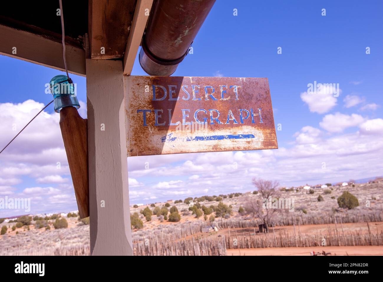 Servizio telegrafo storico presso il Pipe Spring National Monument, Arizona, Foto Stock