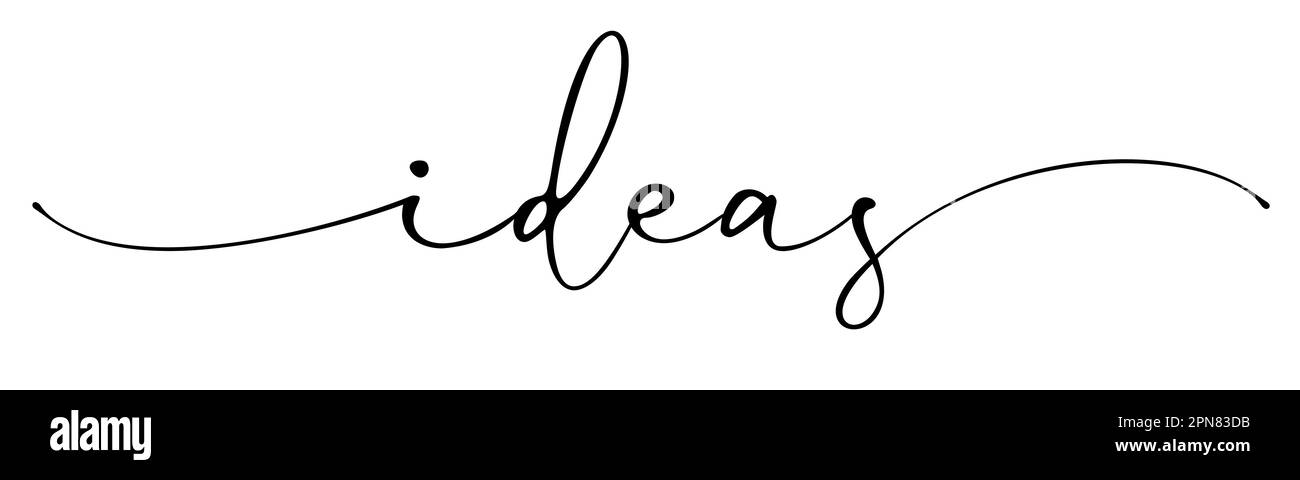 IDEE inchiostro pennello calligrafia monolina con swashes. Idea, concetto di banner tipografico. Illustrazione vettoriale Illustrazione Vettoriale
