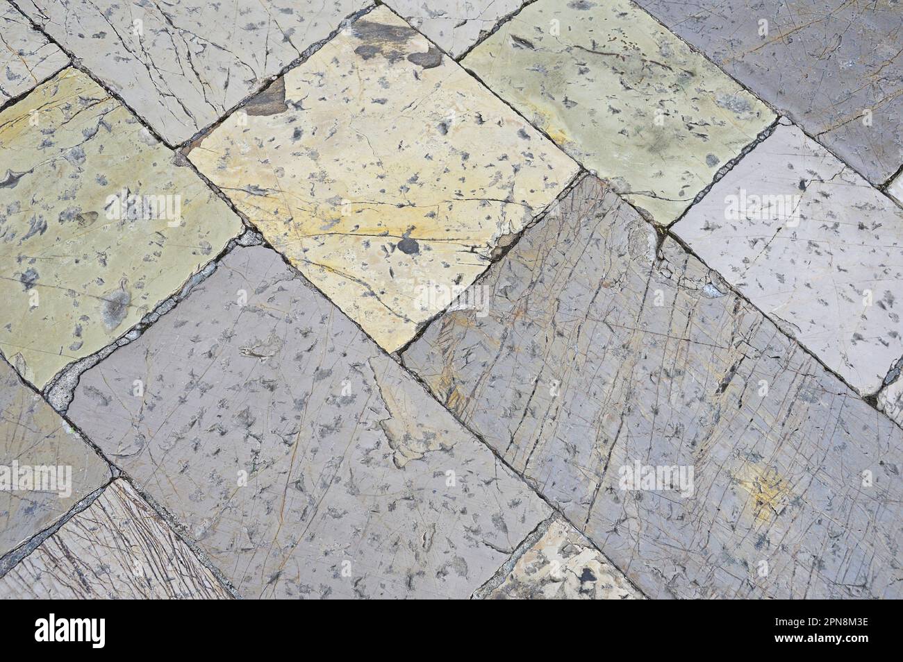 Sentiero pedonale in piastrelle di marmo in piazza Miracoli a Pisa Foto Stock