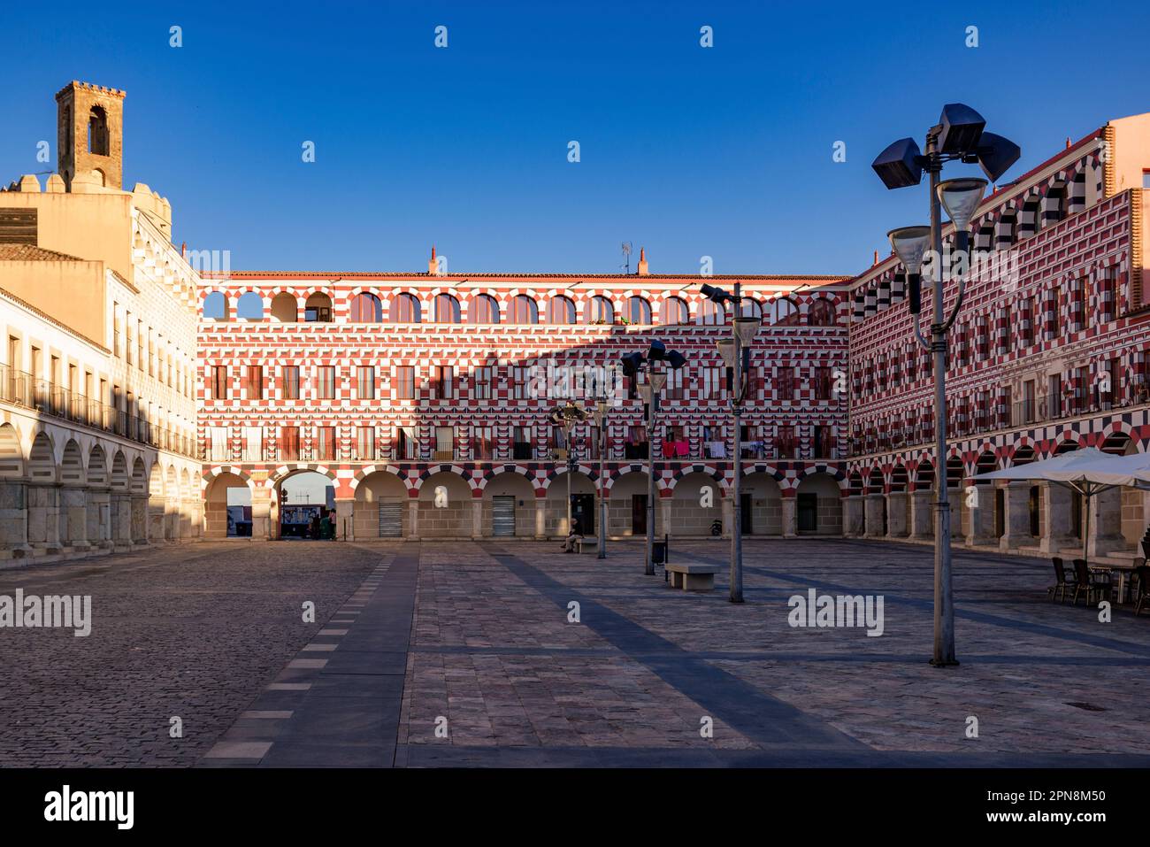 Plaza alta di Badajoz conosciuto anche come Marín de Rodezno vecchio suk musulmano Badajoz. Badajoz, Estremadura, Spagna, Europa Foto Stock