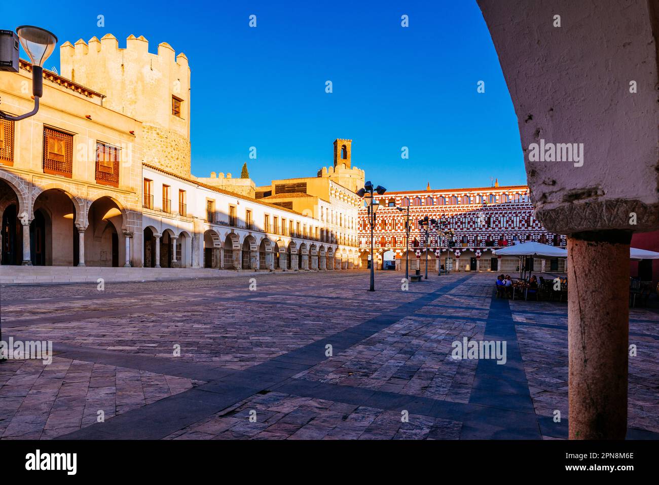 Plaza alta di Badajoz conosciuto anche come Marín de Rodezno vecchio suk musulmano Badajoz. Badajoz, Estremadura, Spagna, Europa Foto Stock