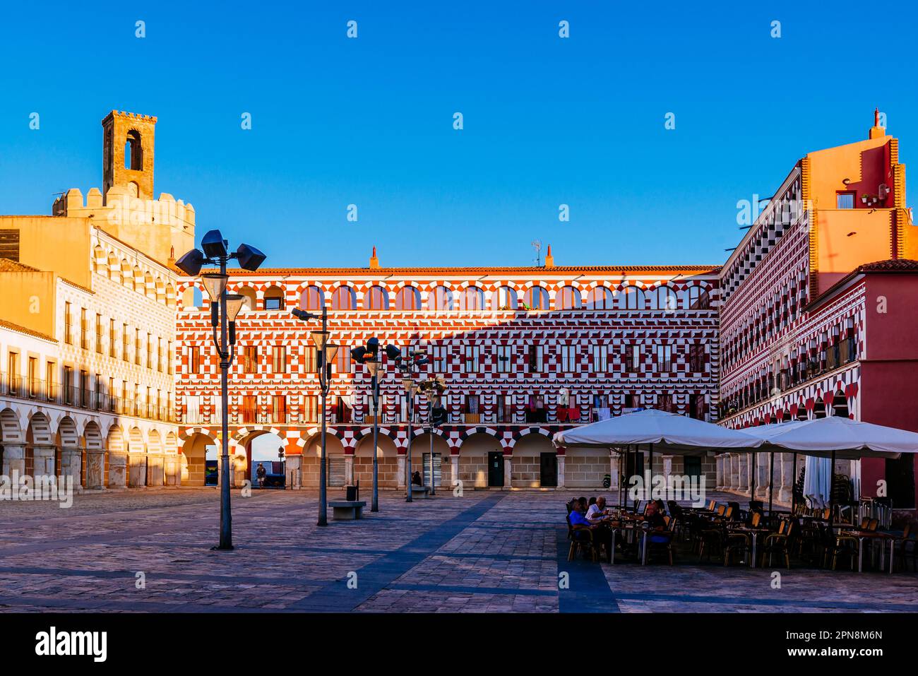 Plaza alta di Badajoz conosciuto anche come Marín de Rodezno vecchio suk musulmano Badajoz. Badajoz, Estremadura, Spagna, Europa Foto Stock