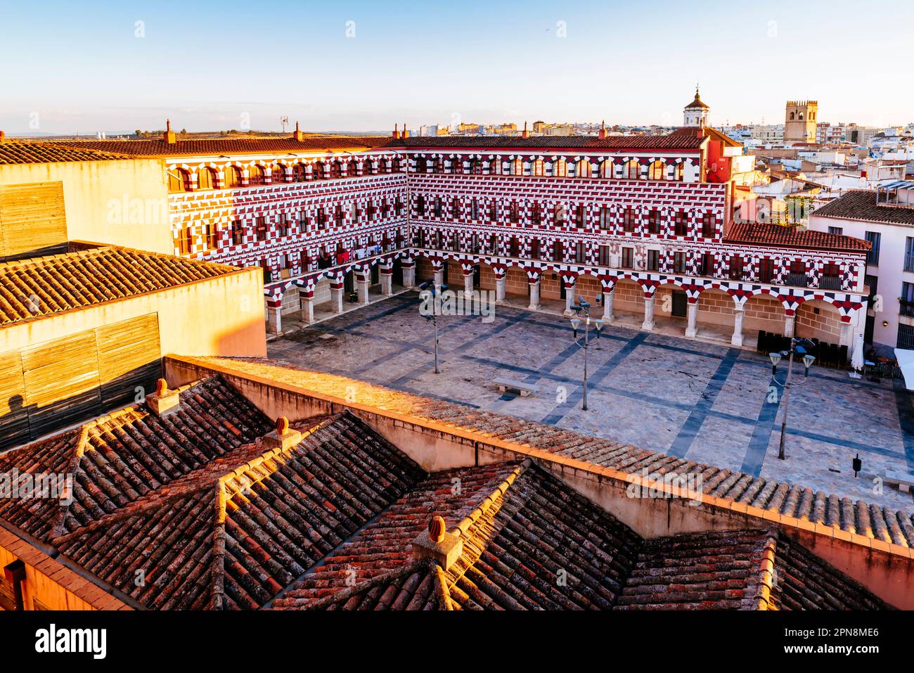 Plaza alta di Badajoz conosciuto anche come Marín de Rodezno vecchio suk musulmano Badajoz. Badajoz, Estremadura, Spagna, Europa Foto Stock