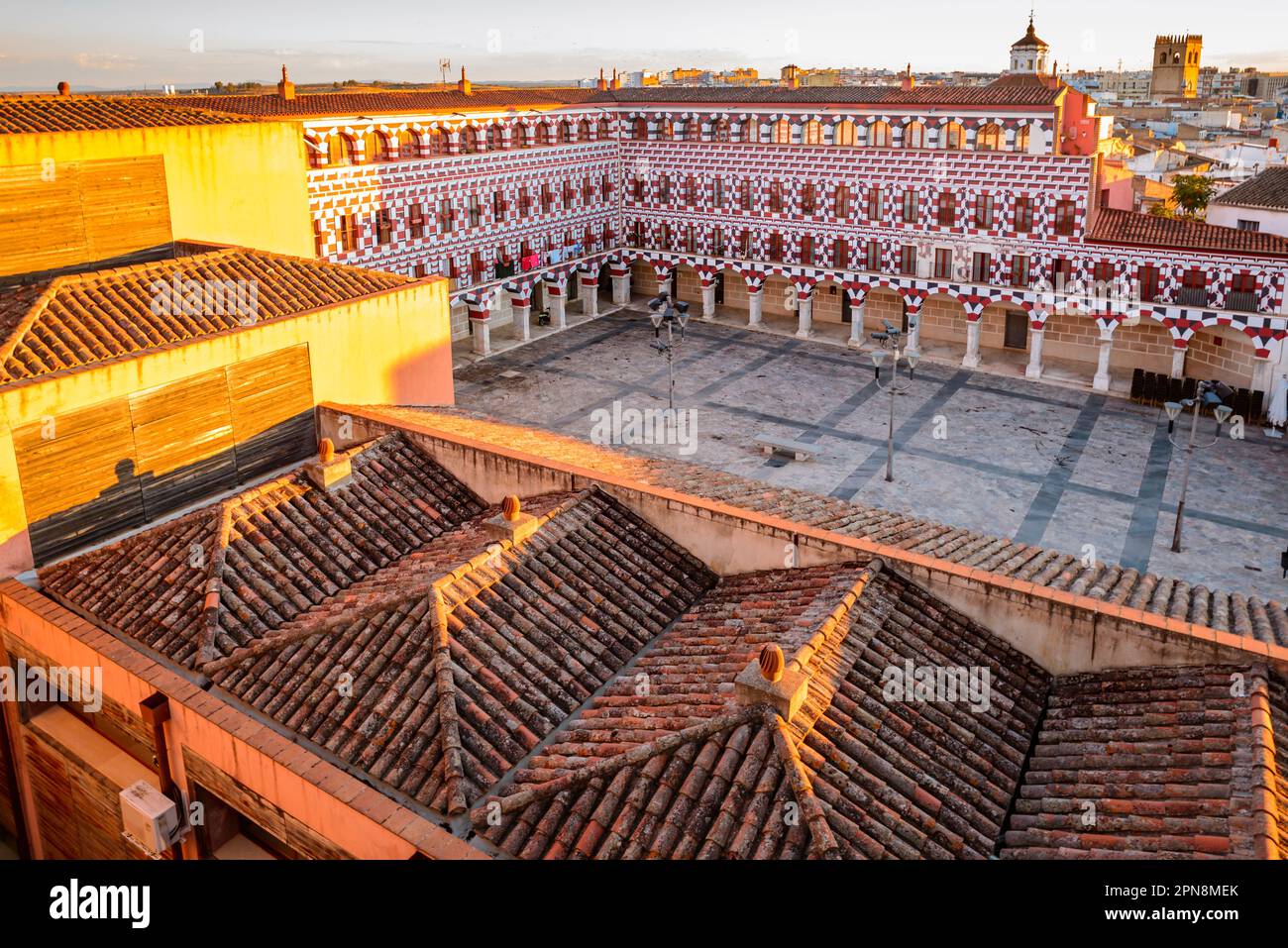 Plaza alta di Badajoz conosciuto anche come Marín de Rodezno vecchio suk musulmano Badajoz. Badajoz, Estremadura, Spagna, Europa Foto Stock