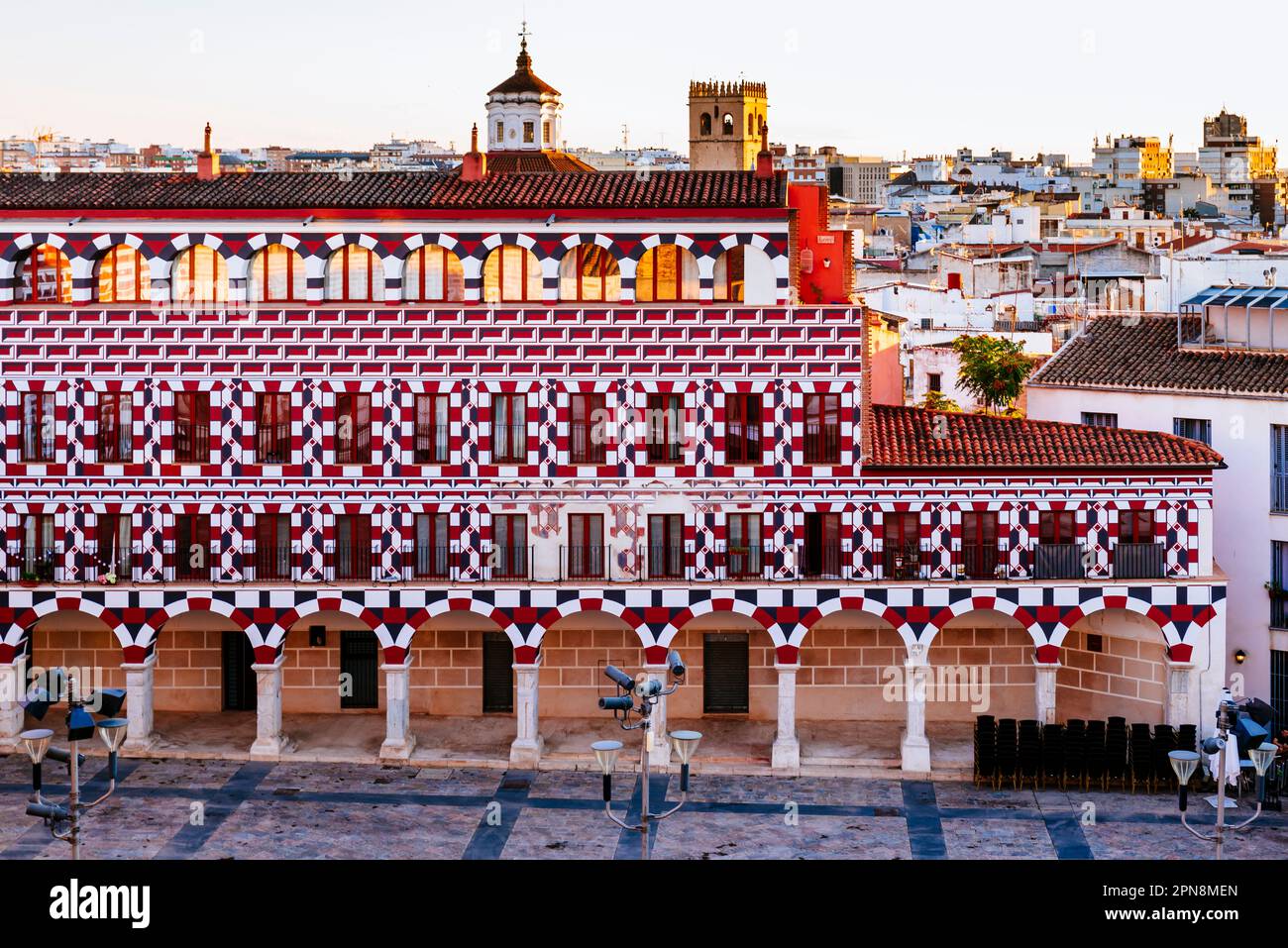 Plaza alta di Badajoz conosciuto anche come Marín de Rodezno vecchio suk musulmano Badajoz. Badajoz, Estremadura, Spagna, Europa Foto Stock