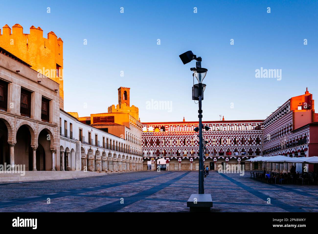 Plaza alta di Badajoz conosciuto anche come Marín de Rodezno vecchio suk musulmano Badajoz. Badajoz, Estremadura, Spagna, Europa Foto Stock