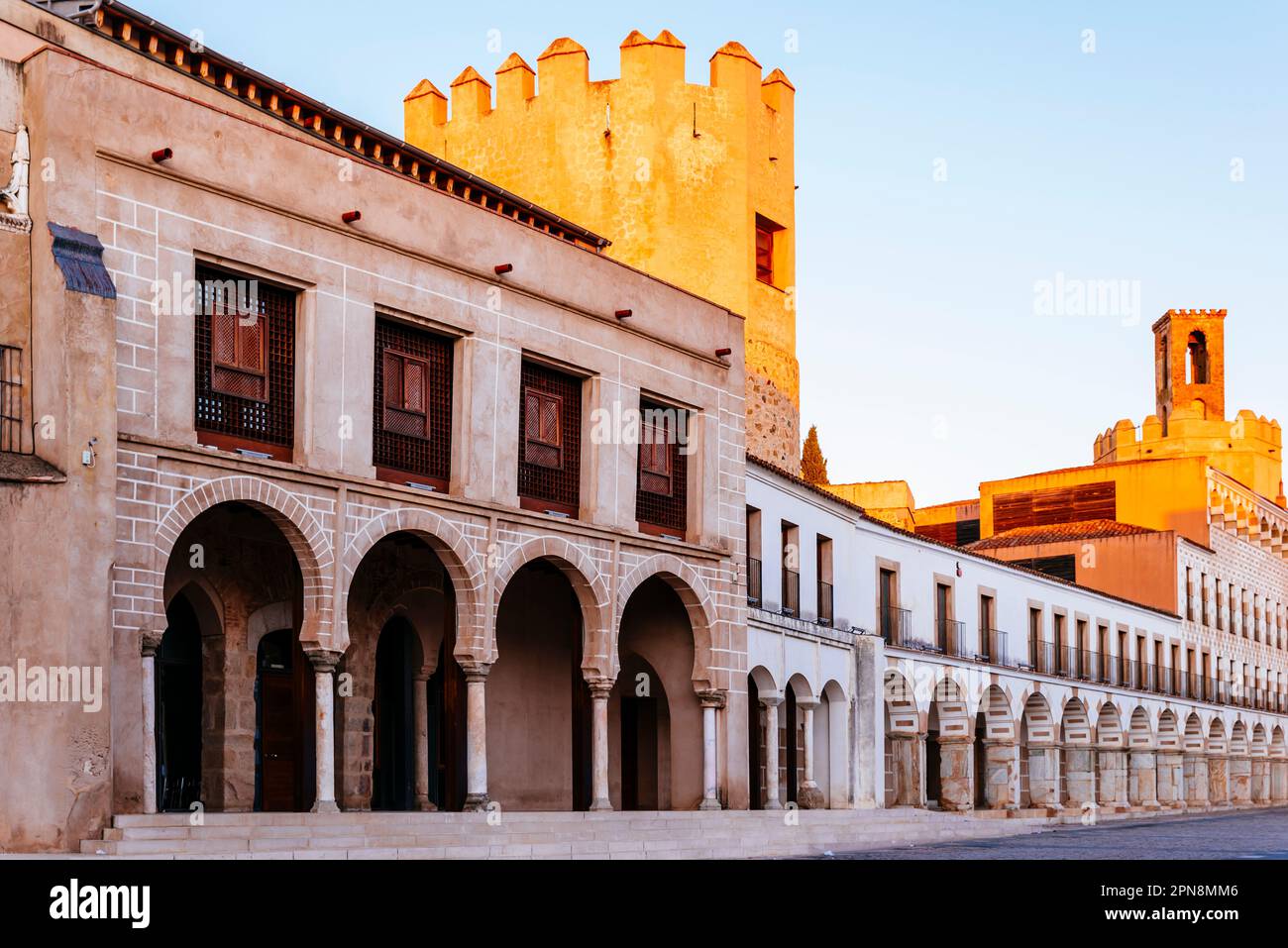 Plaza alta di Badajoz conosciuto anche come Marín de Rodezno vecchio suk musulmano Badajoz. Badajoz, Estremadura, Spagna, Europa Foto Stock