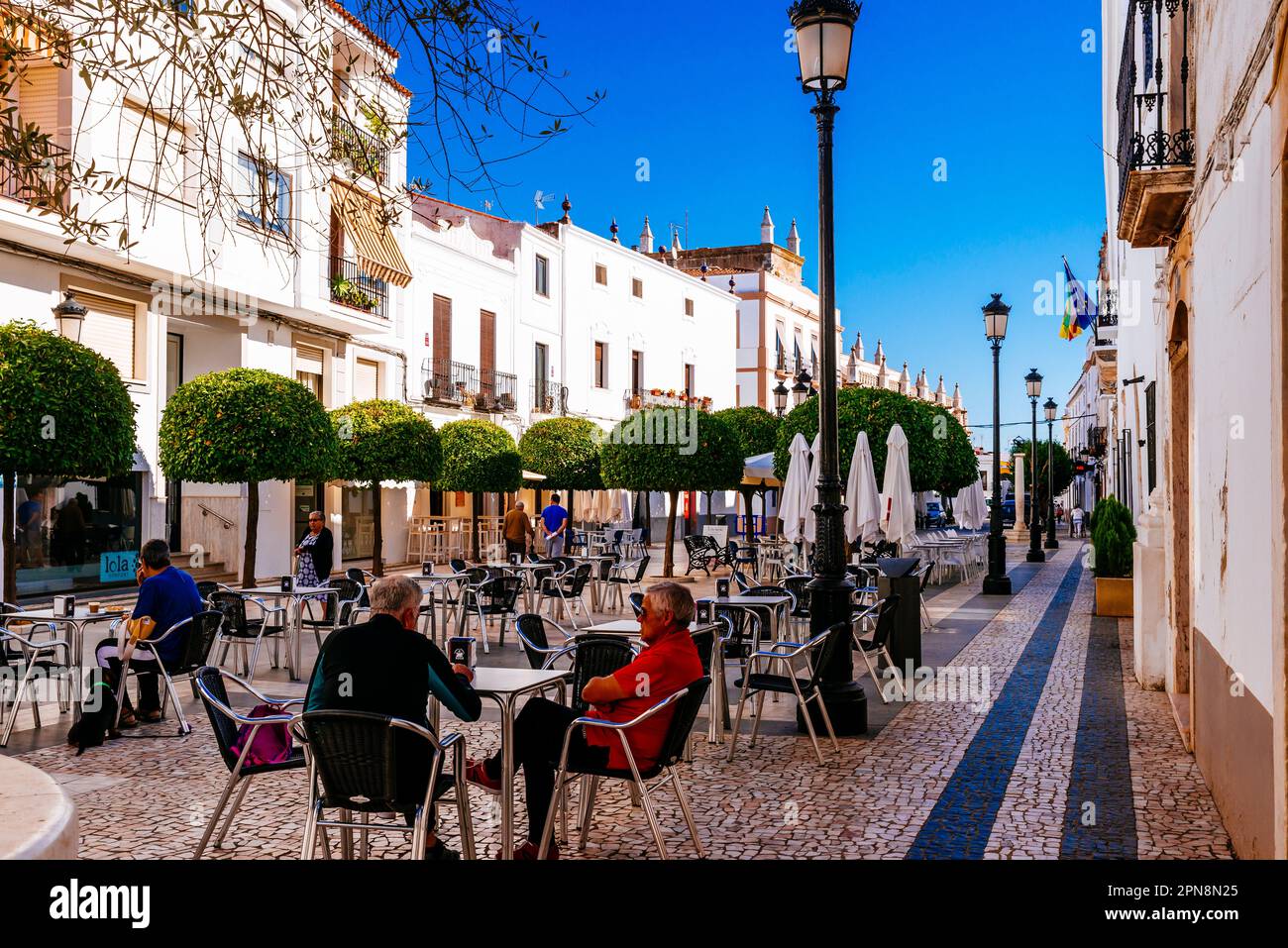 Plaza de la Constitucion - Piazza della Costituzione. Olivenza, Badajoz, Estremadura, Spagna, Europa Foto Stock