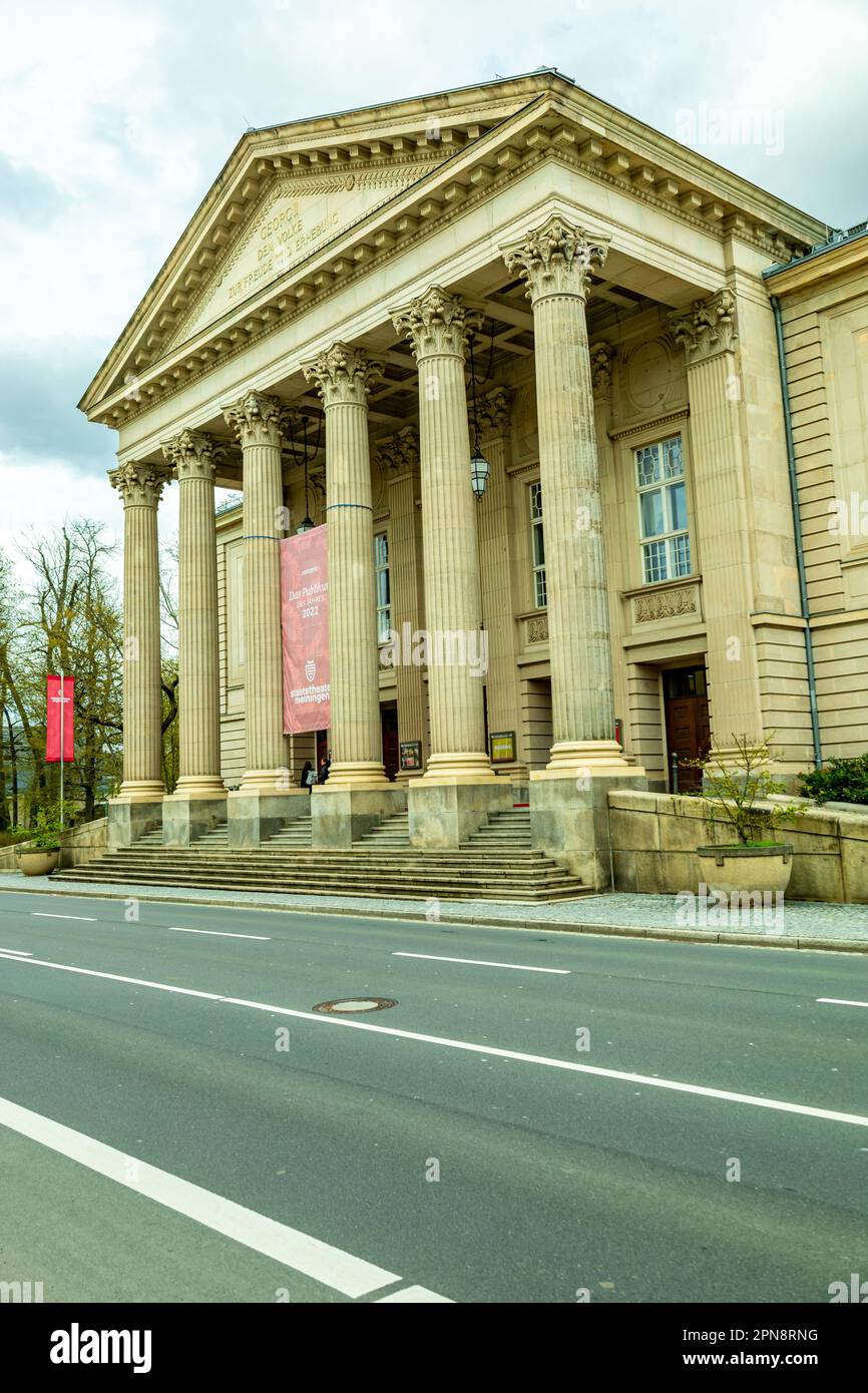 Escursione primaverile attraverso la meravigliosa città teatrale di Meiningen - Turingia - Germania Foto Stock