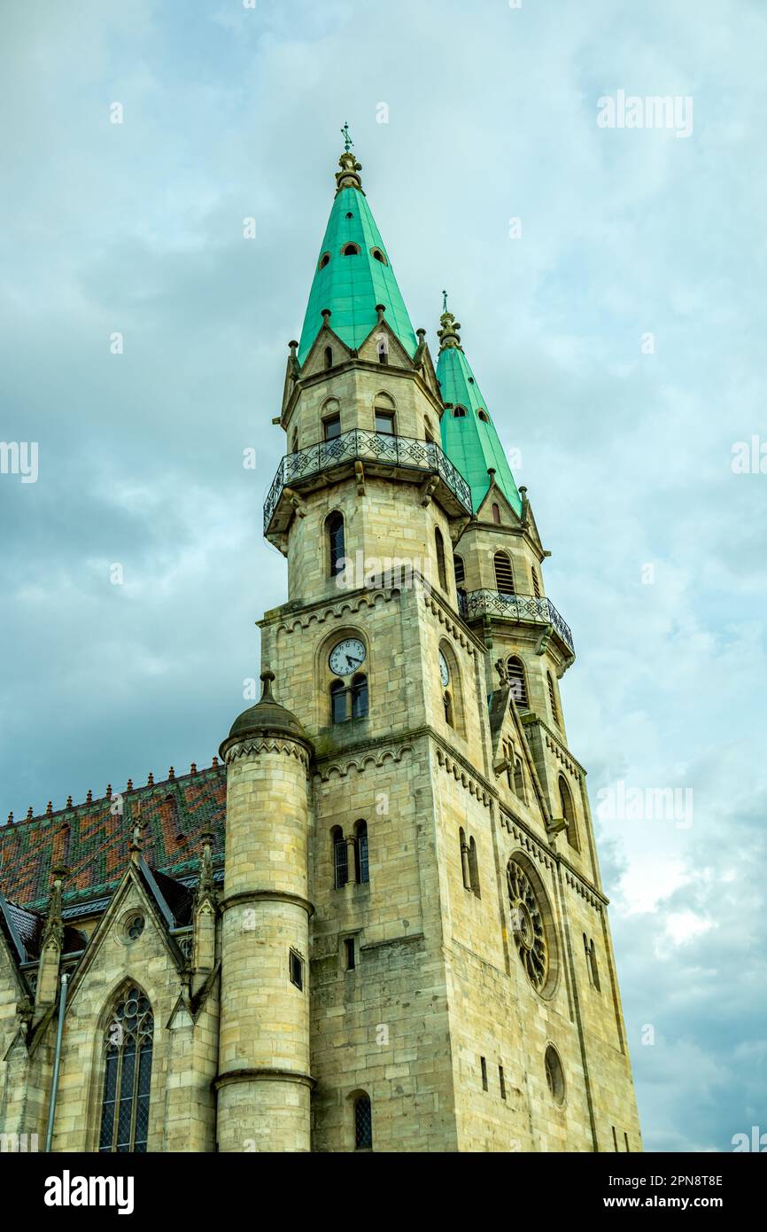 Escursione primaverile attraverso la meravigliosa città teatrale di Meiningen - Turingia - Germania Foto Stock