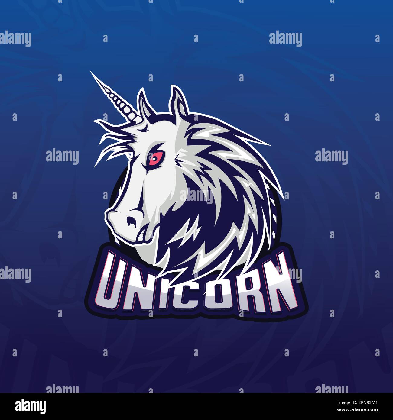 Modello di progettazione del logo di Unicorn Mascot Gaming Brand Company Illustrazione Vettoriale